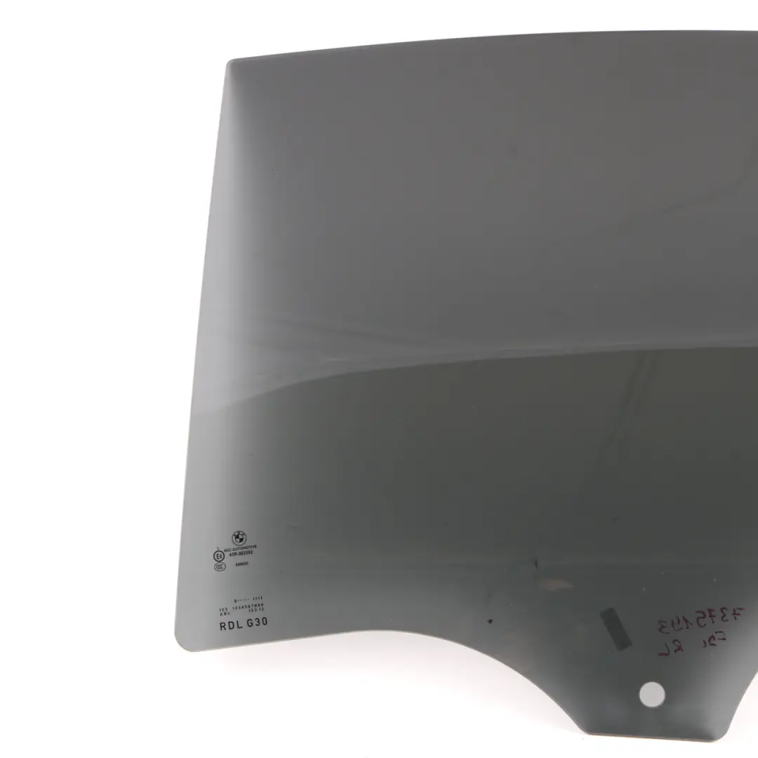 BMW G30 Side Window Green Door Rear Left N/S AS3 Black SSG - SKU 7375193 - Part number 7375193
