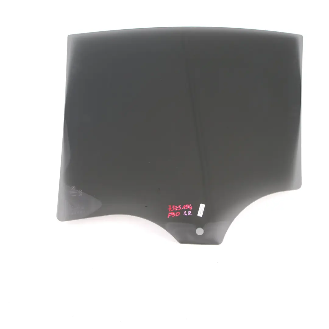 Ventana Lateral Verde Puerta Trasera Derecha AS3 Negro SSG para BMW G30 con número de pieza 7375194 BMW G30 Ventana Lateral Verde Puerta Trasera Derecha AS3 Negro SSG - SKU 7375194 - Número de pieza 7375194