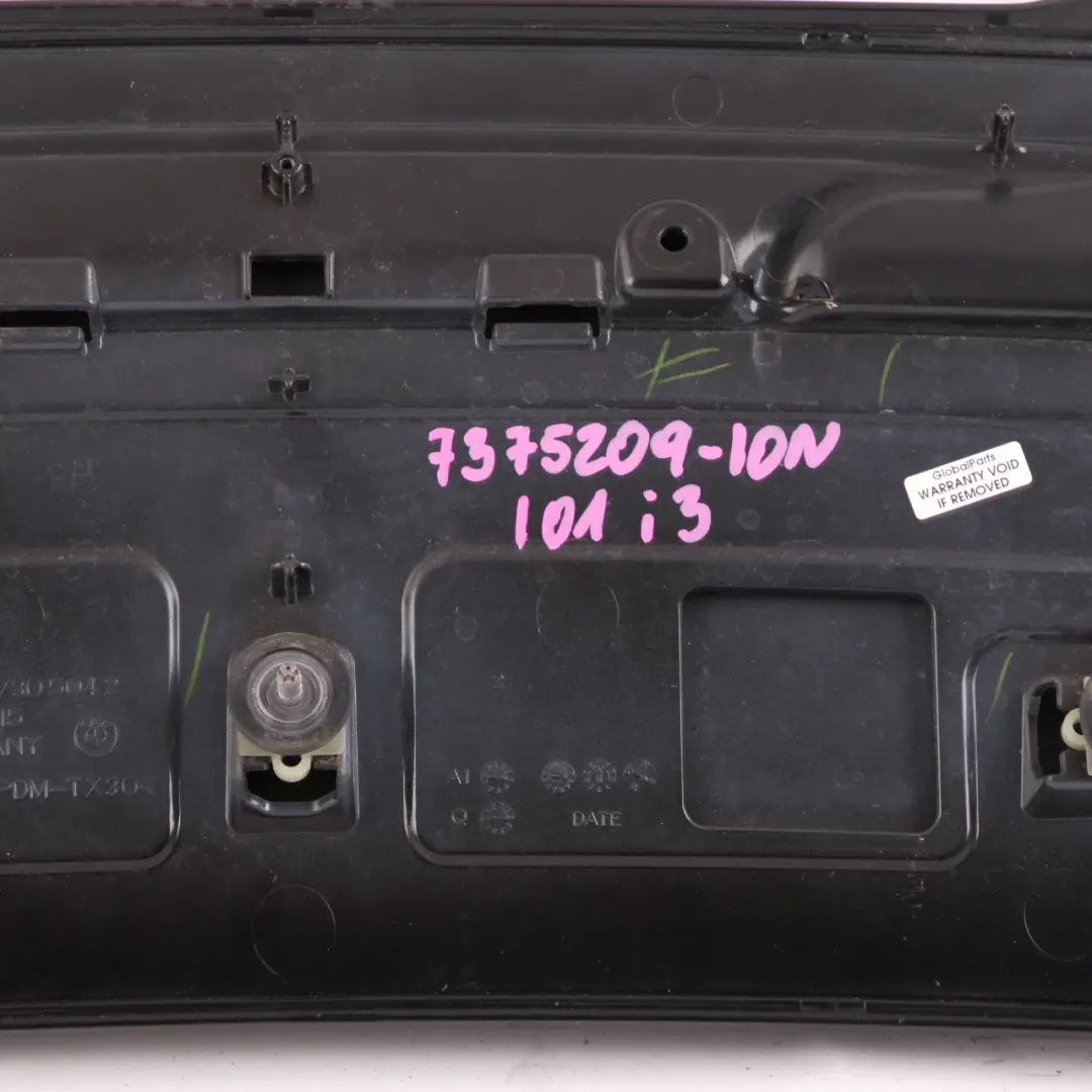 Spoiler BMW i3 I01 Mega City Vehicle Trunk Lid Trim Panel Schwarz Black to Rear with Part number 7375209 Rear Spoiler BMW i3 I01 Mega City Vehicle Trunk Lid Trim Panel Schwarz Black - SKU 7375209-SCH - Part number 7375209