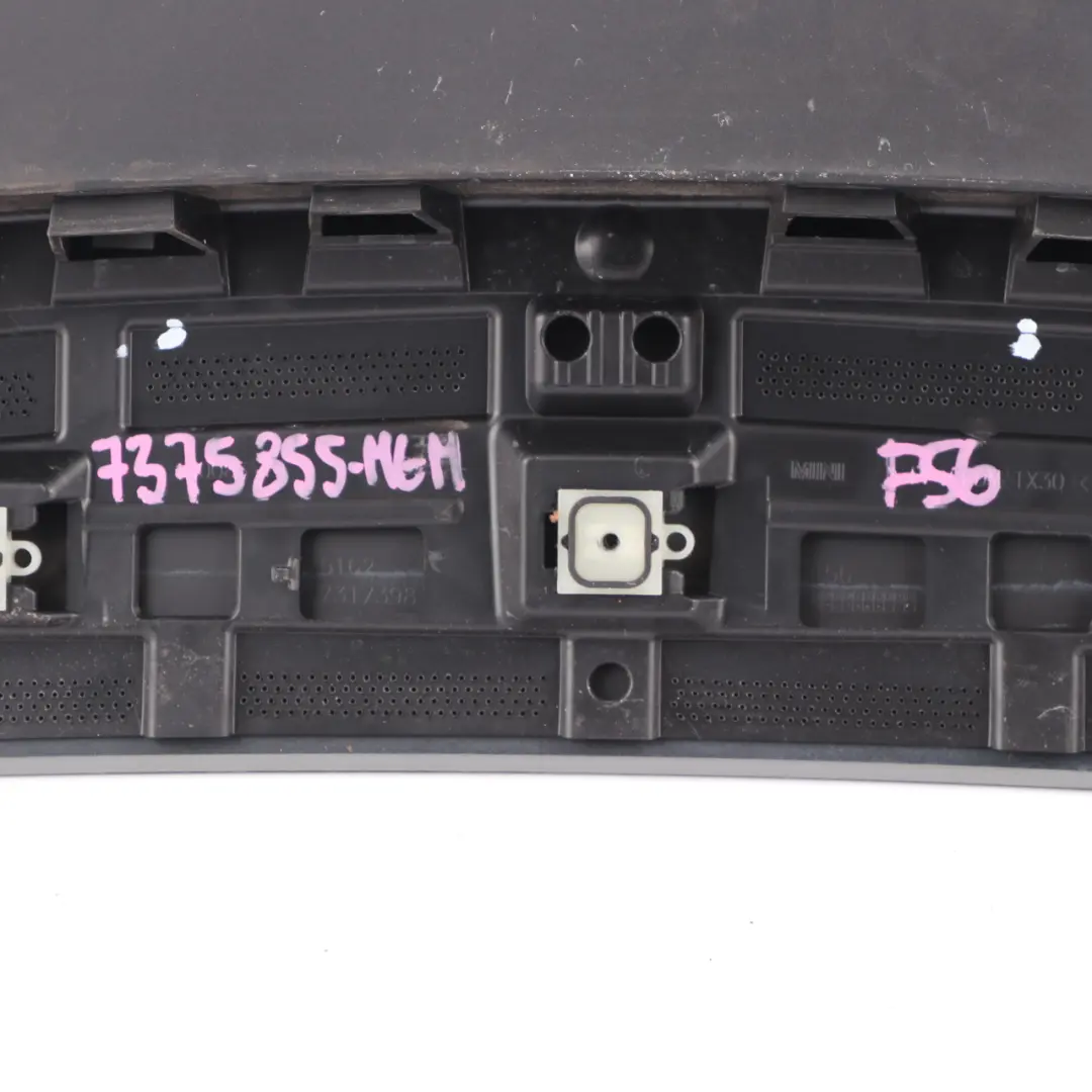 Spoiler Mini Cooper F56 Boot Trunk Lid Tailgate Moonwalk Grey B71 7317398 to Rear with Part number 7375855 Rear Spoiler Mini Cooper F56 Boot Trunk Lid Tailgate Moonwalk Grey B71 7317398 - SKU 7375855-MGM - Part number 7375855