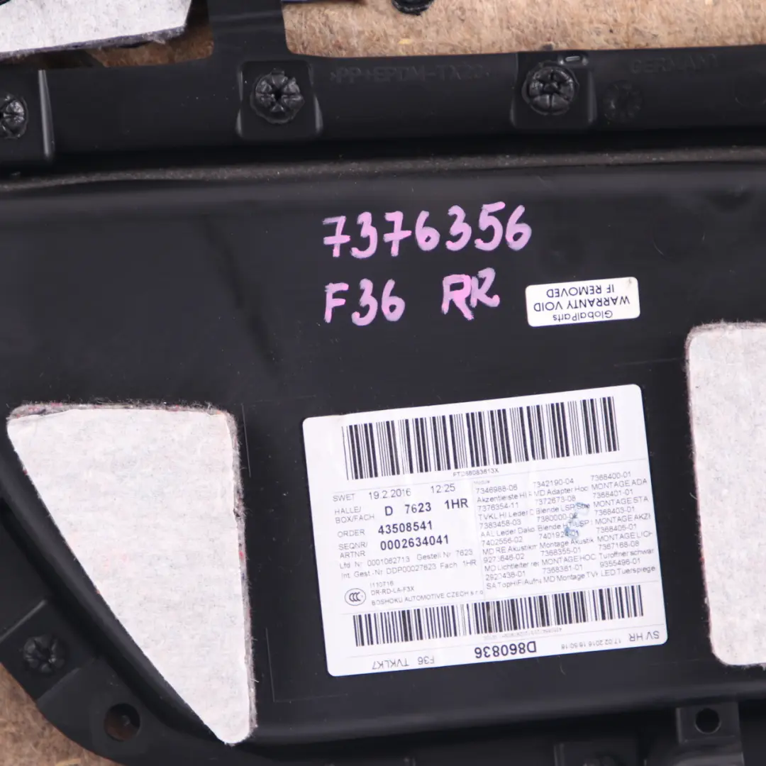 Door Card Trim Rear Right O/S Panelling Lining Leather Ivory White to BMW F36 with Part number 7376356 BMW F36 Door Card Trim Rear Right O/S Panelling Lining Leather Ivory White - SKU 7376356 - Part number 7376356