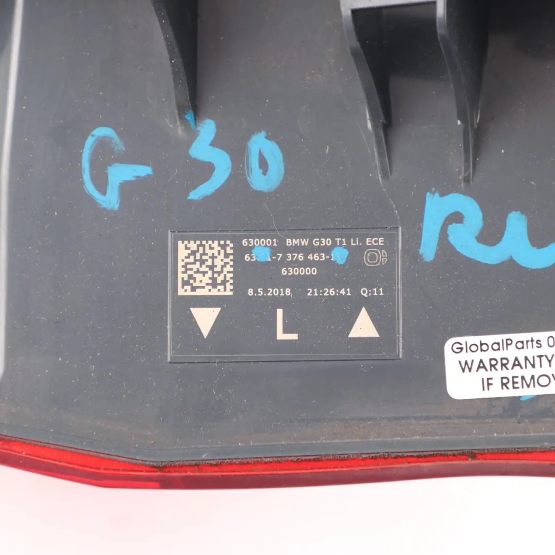 Lamp BMW G30 F90 M5 Tail Light Side Panel Left N/S Taillight to Rear with Part number 7376463 Rear Lamp BMW G30 F90 M5 Tail Light Side Panel Left N/S Taillight - SKU 7376463 - Part number 7376463