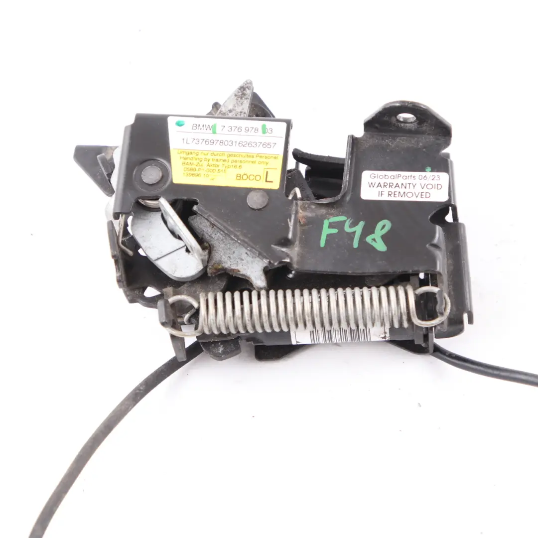 Hood Actuator BMW X1 F48 Bonnet Right O/S Pedestrian Protection to with Part number 7376978 Hood Actuator BMW X1 F48 Bonnet Right O/S Pedestrian Protection - SKU 7376978 - Part number 7376978