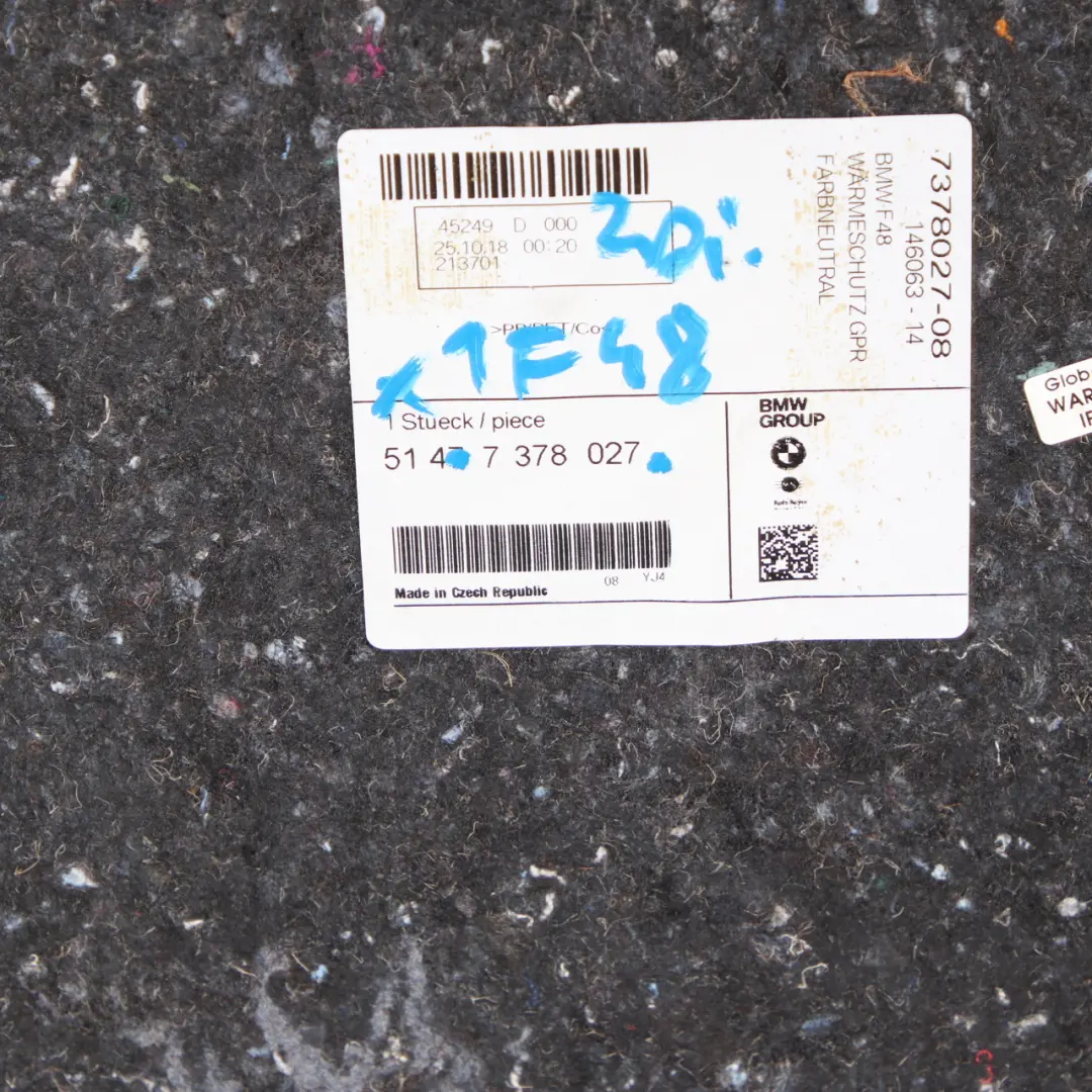 Thermal Protection Trunk Luggage Compartment Floor Insulation to BMW X1 F48 with Part number 7378027 BMW X1 F48 Thermal Protection Trunk Luggage Compartment Floor Insulation - SKU 7378027 - Part number 7378027