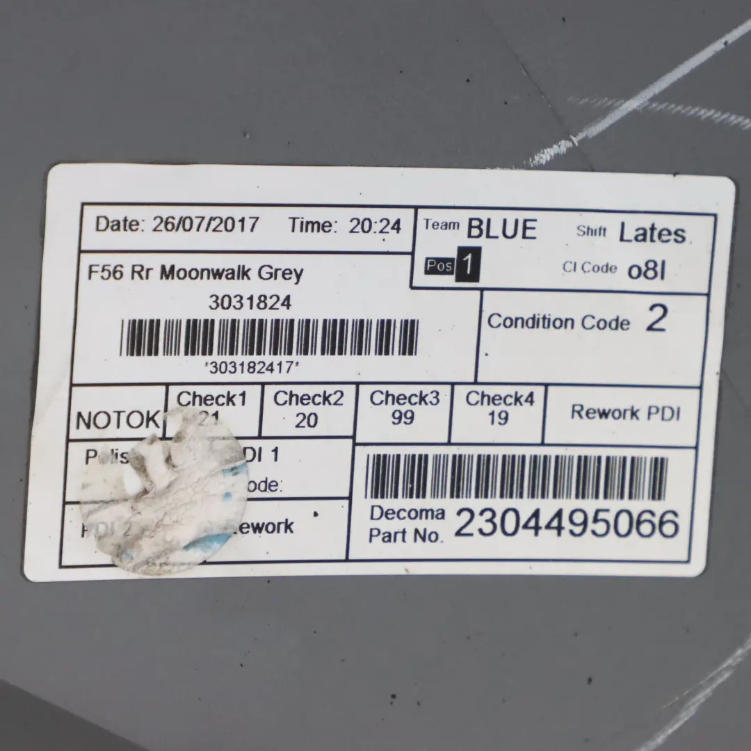 Heckstoßstange komplett Verkleidung Moonwalk Grau Metallic - B71 für Mini F56 F57 mit Teilenummer 7380009 Mini F56 F57 Heckstoßstange komplett Verkleidung Moonwalk Grau Metallic - B71 - SKU 7380009-MGM2 - Teilenummer 7380009