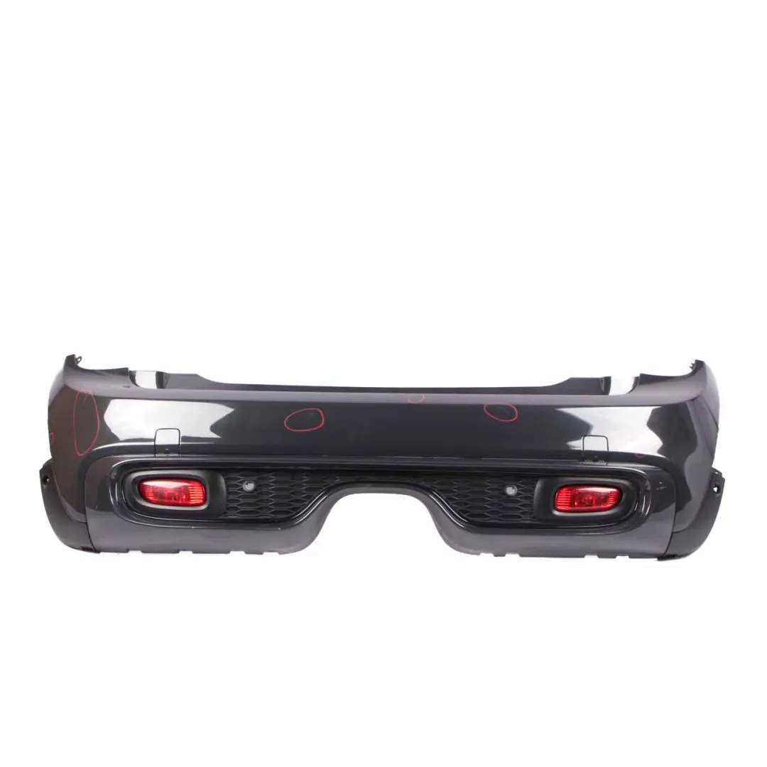 Bumper Cooper S Complete Panel Thunder Grey Metallic - B58 to Mini F56 F57 Rear with Part number 7380020 Mini F56 F57 Rear Bumper Cooper S Complete Panel Thunder Grey Metallic - B58 - SKU 7380020-TGM - Part number 7380020