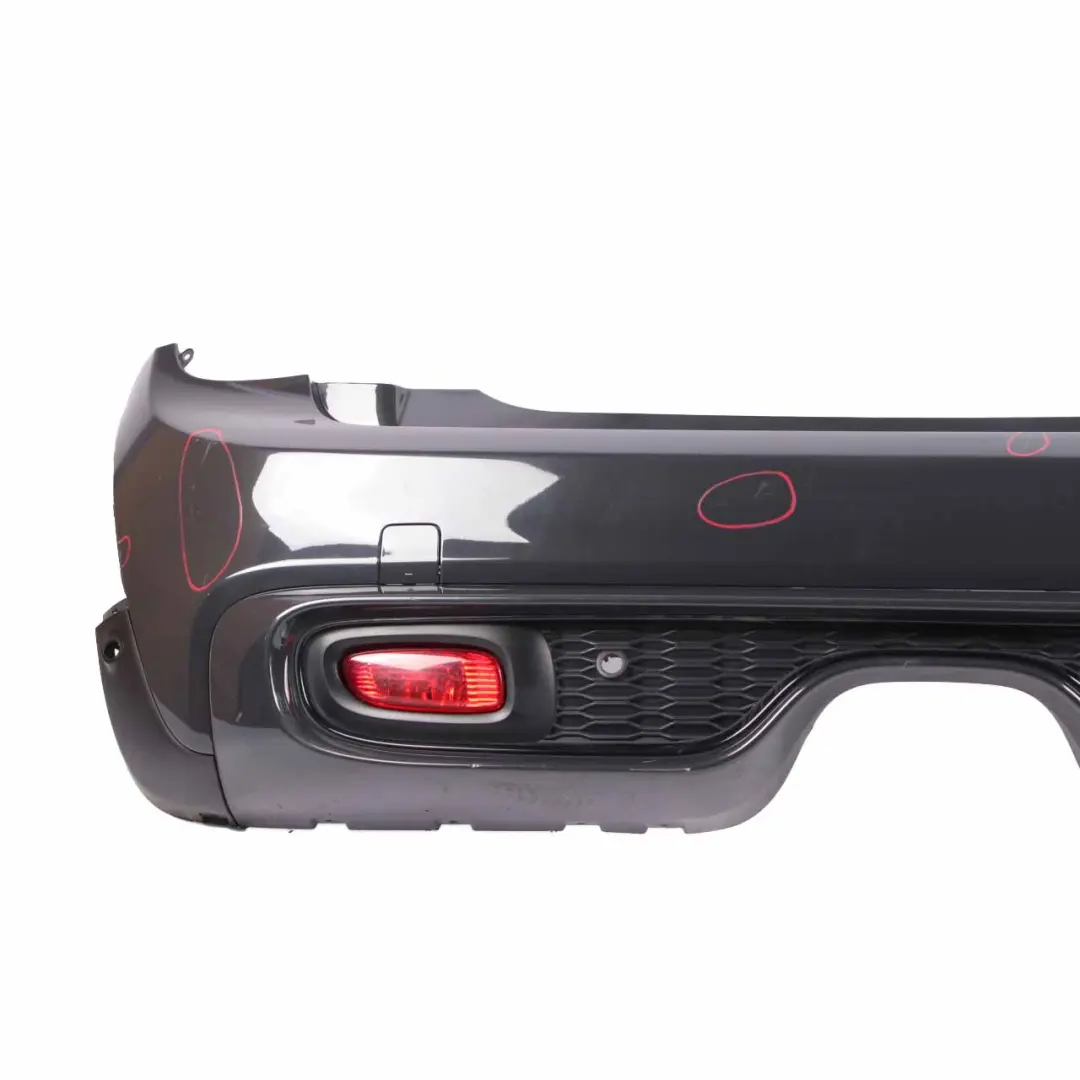 Bumper Cooper S Complete Panel Thunder Grey Metallic - B58 to Mini F56 F57 Rear with Part number 7380020 Mini F56 F57 Rear Bumper Cooper S Complete Panel Thunder Grey Metallic - B58 - SKU 7380020-TGM - Part number 7380020