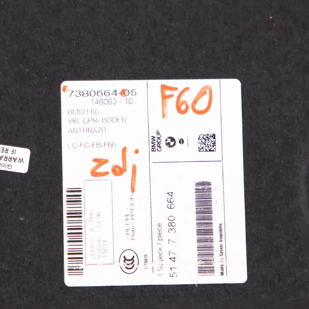 Kofferraumboden Kofferraum Teppich Gepäckraum für Mini Countryman F60 mit Teilenummer 7380664 Mini Countryman F60 Kofferraumboden Kofferraum Teppich Gepäckraum - SKU 7380664 - Teilenummer 7380664