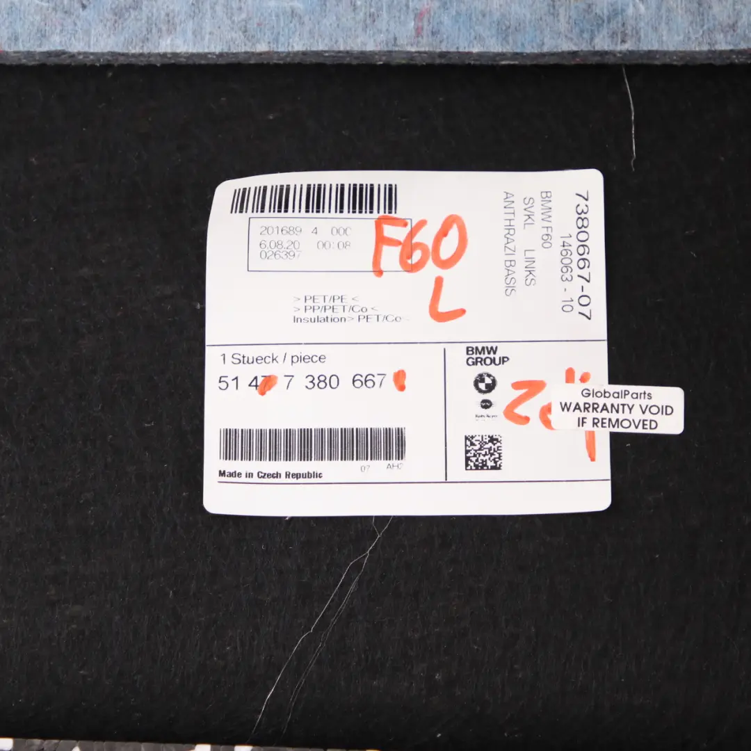 Cache Coffre Panneau Latéral Arrière Bagages Gauche pour Mini F60 Countryman à propos du numéro de pièce 7380667 Mini F60 Countryman Cache Coffre Panneau Latéral Arrière Bagages Gauche - SKU 7380667 - Numéro de pièce 7380667