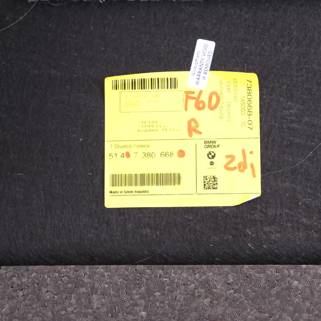 Mini Countryman F60 Pannello copertura bagagliaio laterale destro - SKU 7380668 - Numero di parte 7380668