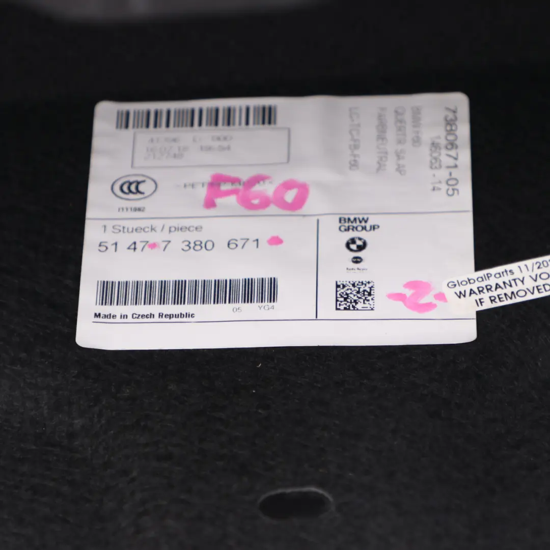 Wykładzina Podłogi Belki Poprzecznej Bagażnika do Mini Countryman F60 o numerze 7380671 Mini Countryman F60 Wykładzina Podłogi Belki Poprzecznej Bagażnika - SKU 7380671 - Numer Części 7380671