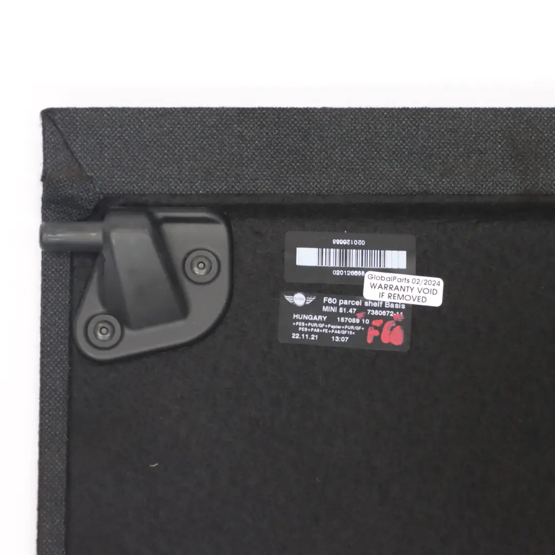 Parcel Shelf Rear Window Loading Panel Cover to Mini Countryman F60 with Part number 7380672 Mini Countryman F60 Parcel Shelf Rear Window Loading Panel Cover - SKU 7380672 - Part number 7380672
