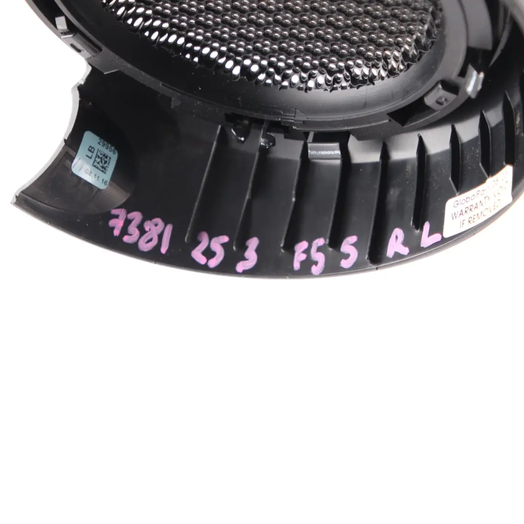 Cubre Altavoz Puerta Trasera Izquierda Negro para Mini Cooper One F55 con número de pieza 7381253 Mini Cooper One F55 Cubre Altavoz Puerta Trasera Izquierda Negro - SKU 7381253 - Número de pieza 7381253