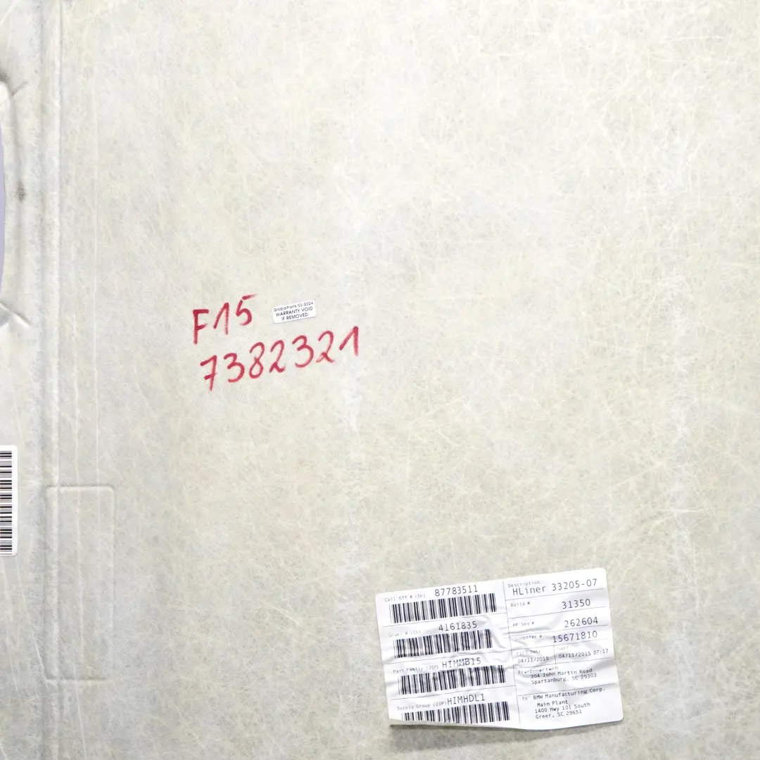 BMW X5 F15 Podsufitka Czarna Antracyt - SKU 7382321 - Numer Części 7382321