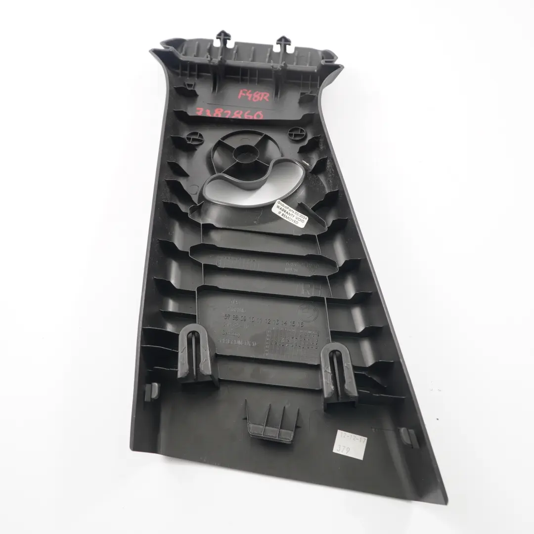 Pillar Trim Panel Right O/S Black to BMW X1 F48 Cover B with Part number 7382860 BMW X1 F48 Cover B Pillar Trim Panel Right O/S Black - SKU 7382860 - Part number 7382860