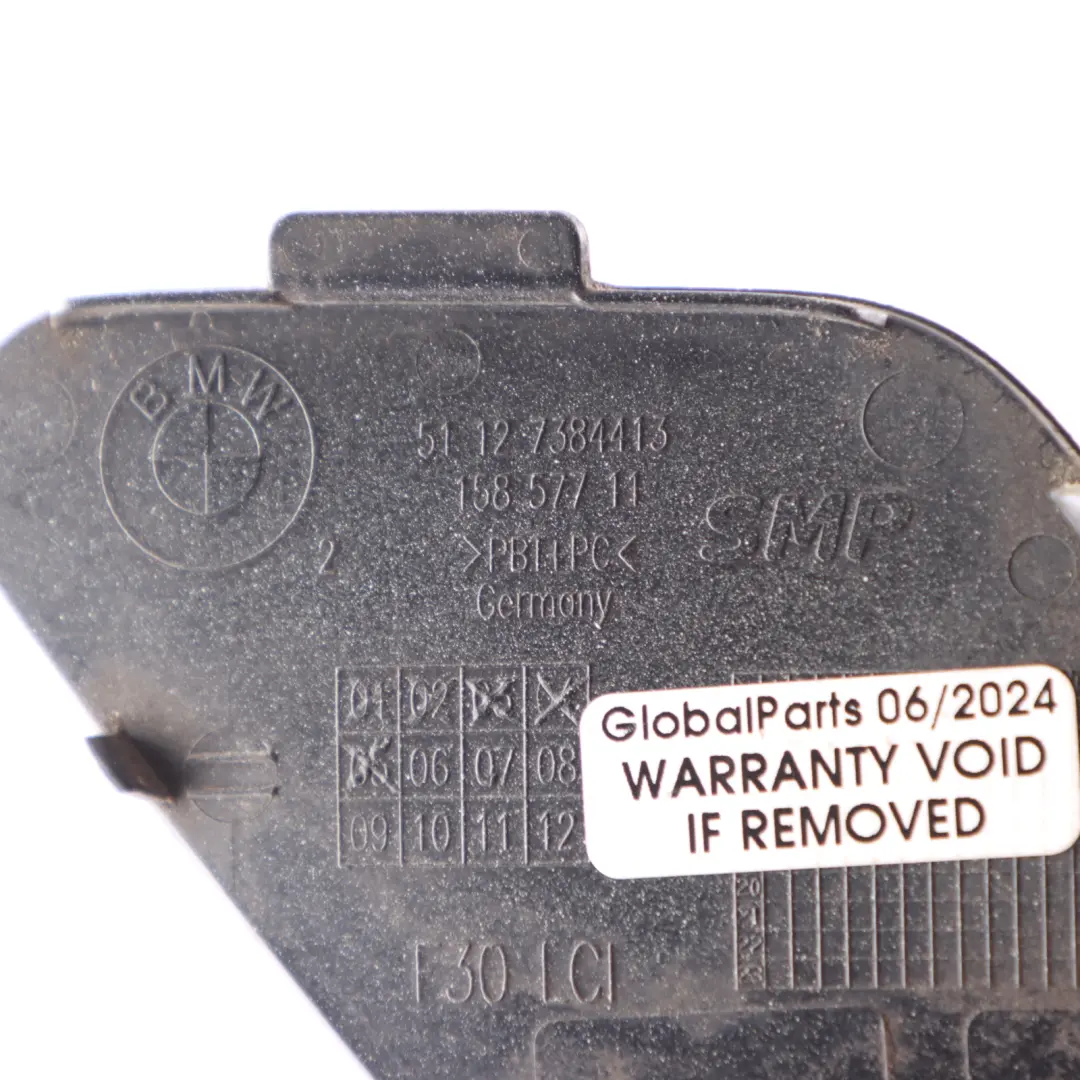 F30N Rear Bumper Towing Tow Hook Eye Cover Alpine White - 300 to BMW F30 with Part number 7384413 BMW F30 F30N Rear Bumper Towing Tow Hook Eye Cover Alpine White - 300 - SKU 7384413-AW - Part number 7384413