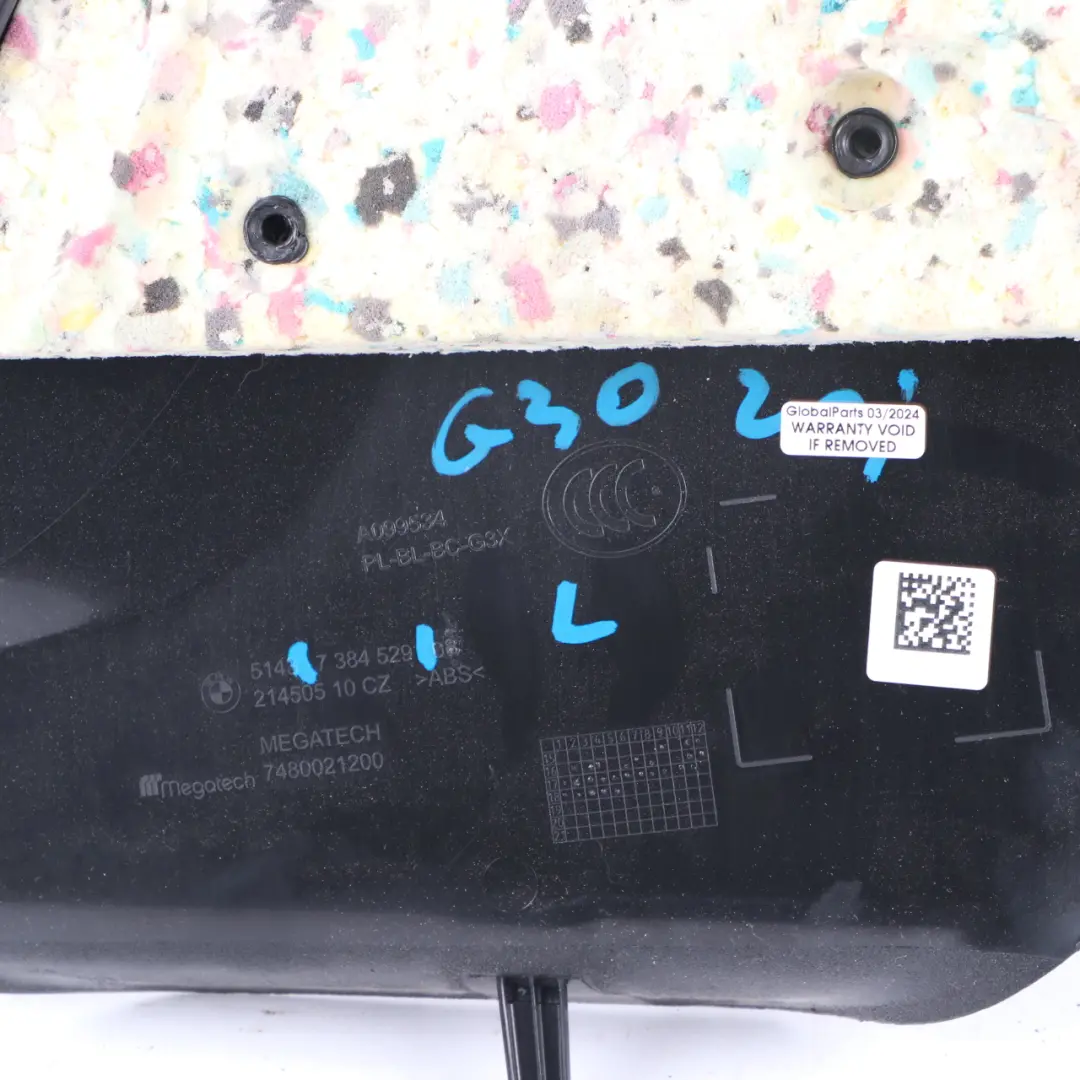 Pillar Lower Trim Panel Bottom Left N/S Black to Cover BMW G30 B with Part number 7384529 Cover BMW G30 B Pillar Lower Trim Panel Bottom Left N/S Black - SKU 7384529 - Part number 7384529