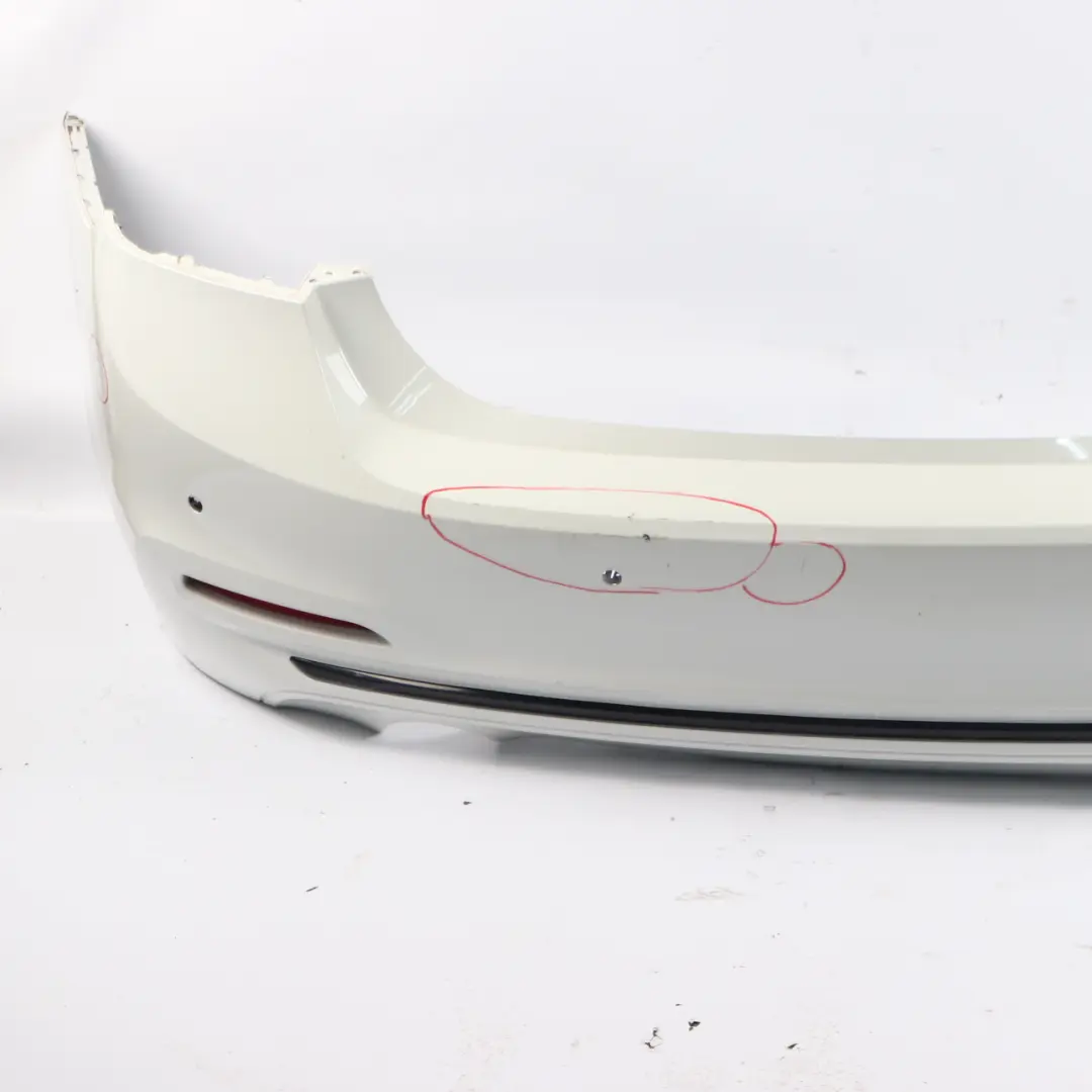 Bumper Trim Panel PDC Alpinweiss Alpine White - 300 to BMW F30 LCI Rear with Part number 7384599 BMW F30 LCI Rear Bumper Trim Panel PDC Alpinweiss Alpine White - 300 - SKU 7384599-AW - Part number 7384599