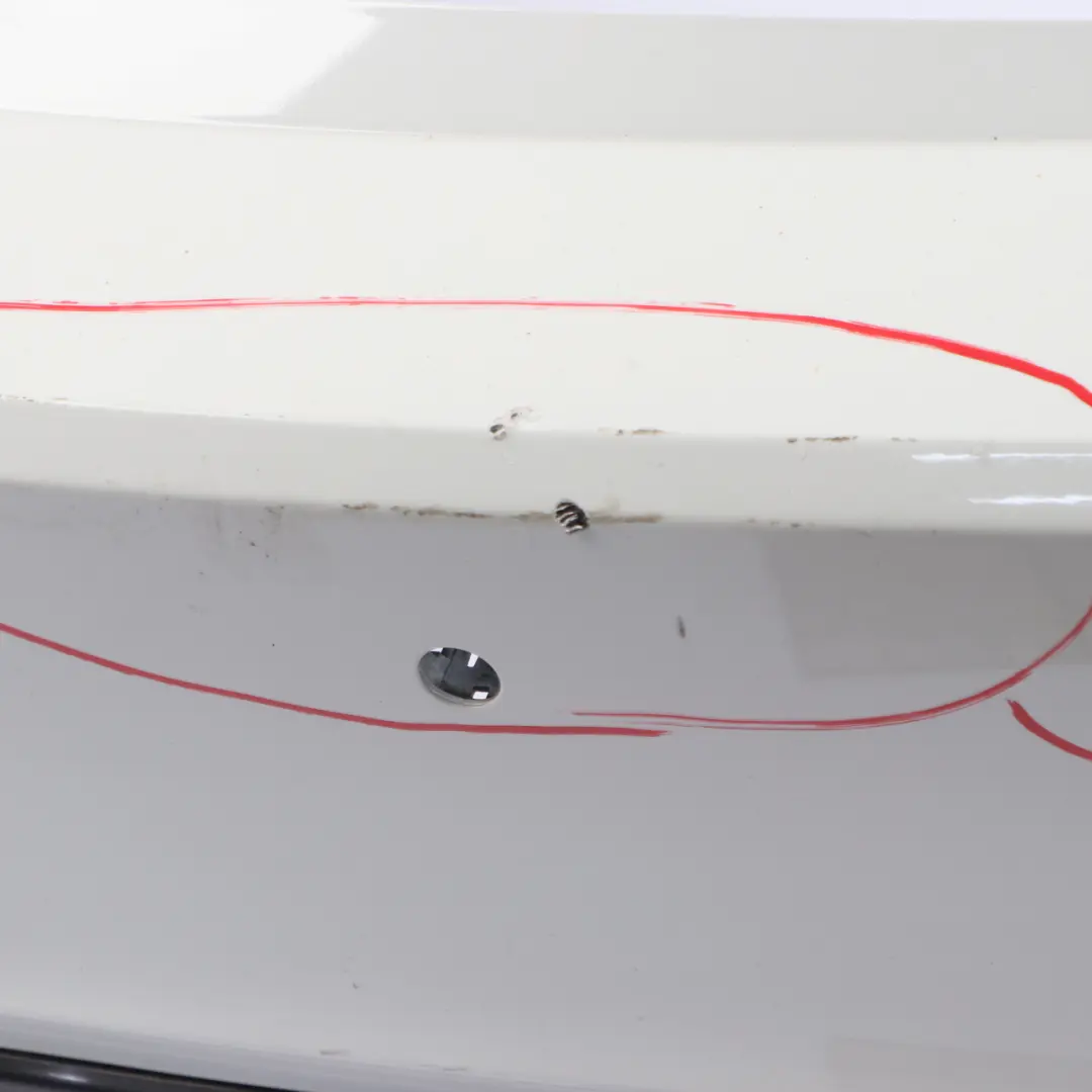 Bumper Trim Panel PDC Alpinweiss Alpine White - 300 to BMW F30 LCI Rear with Part number 7384599 BMW F30 LCI Rear Bumper Trim Panel PDC Alpinweiss Alpine White - 300 - SKU 7384599-AW - Part number 7384599