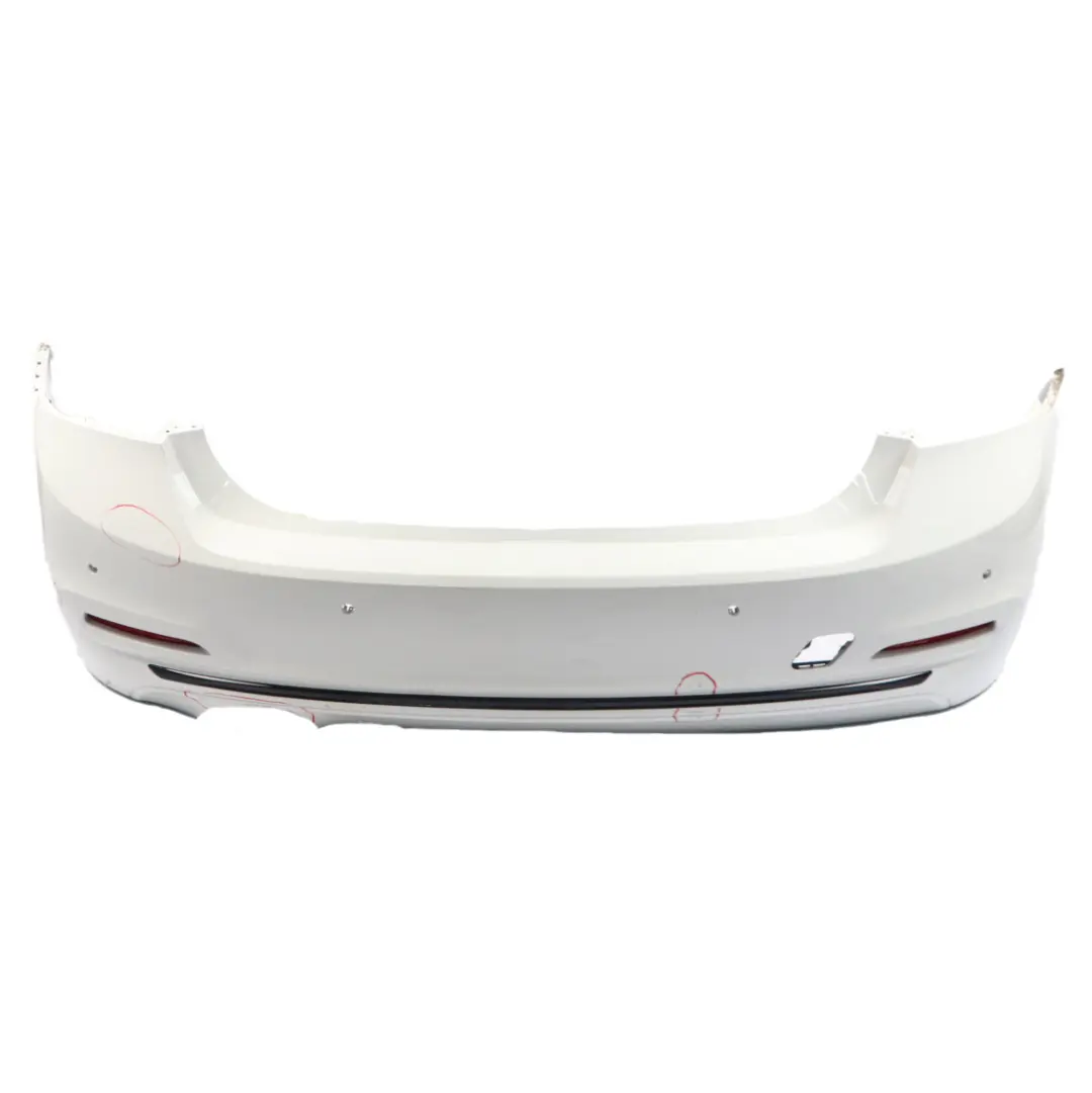 Bumper Trim Panel Sport Line PDC Alpinweiss White - 300 to BMW F30 LCI Rear with Part number 7384603 BMW F30 LCI Rear Bumper Trim Panel Sport Line PDC Alpinweiss White - 300 - SKU 7384603-AW - Part number 7384603