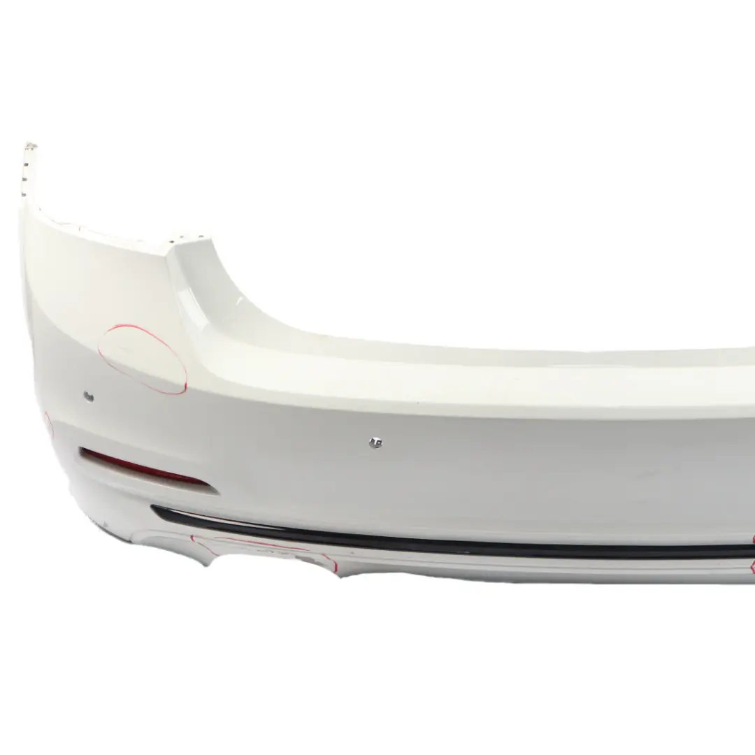 Bumper Trim Panel Sport Line PDC Alpinweiss White - 300 to BMW F30 LCI Rear with Part number 7384603 BMW F30 LCI Rear Bumper Trim Panel Sport Line PDC Alpinweiss White - 300 - SKU 7384603-AW - Part number 7384603