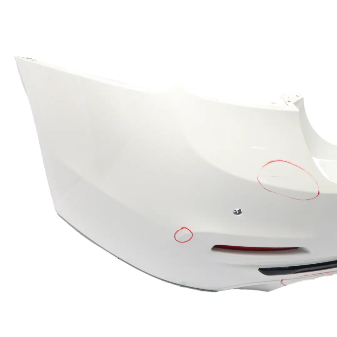 Bumper Trim Panel Sport Line PDC Alpinweiss White - 300 to BMW F30 LCI Rear with Part number 7384603 BMW F30 LCI Rear Bumper Trim Panel Sport Line PDC Alpinweiss White - 300 - SKU 7384603-AW - Part number 7384603