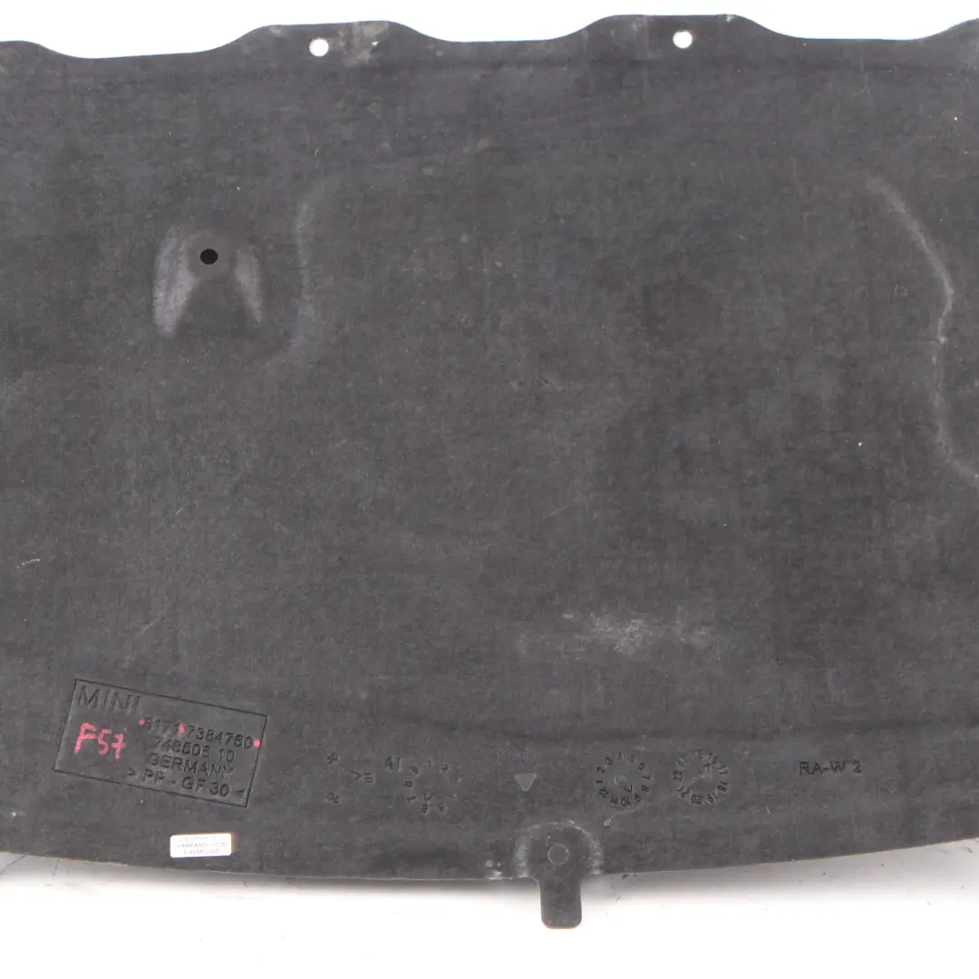 Undertray Stiffening Plate Cover Engine Underhood Shield Panel to Mini F57 with Part number 7384760 Mini F57 Undertray Stiffening Plate Cover Engine Underhood Shield Panel - SKU 7384760 - Part number 7384760
