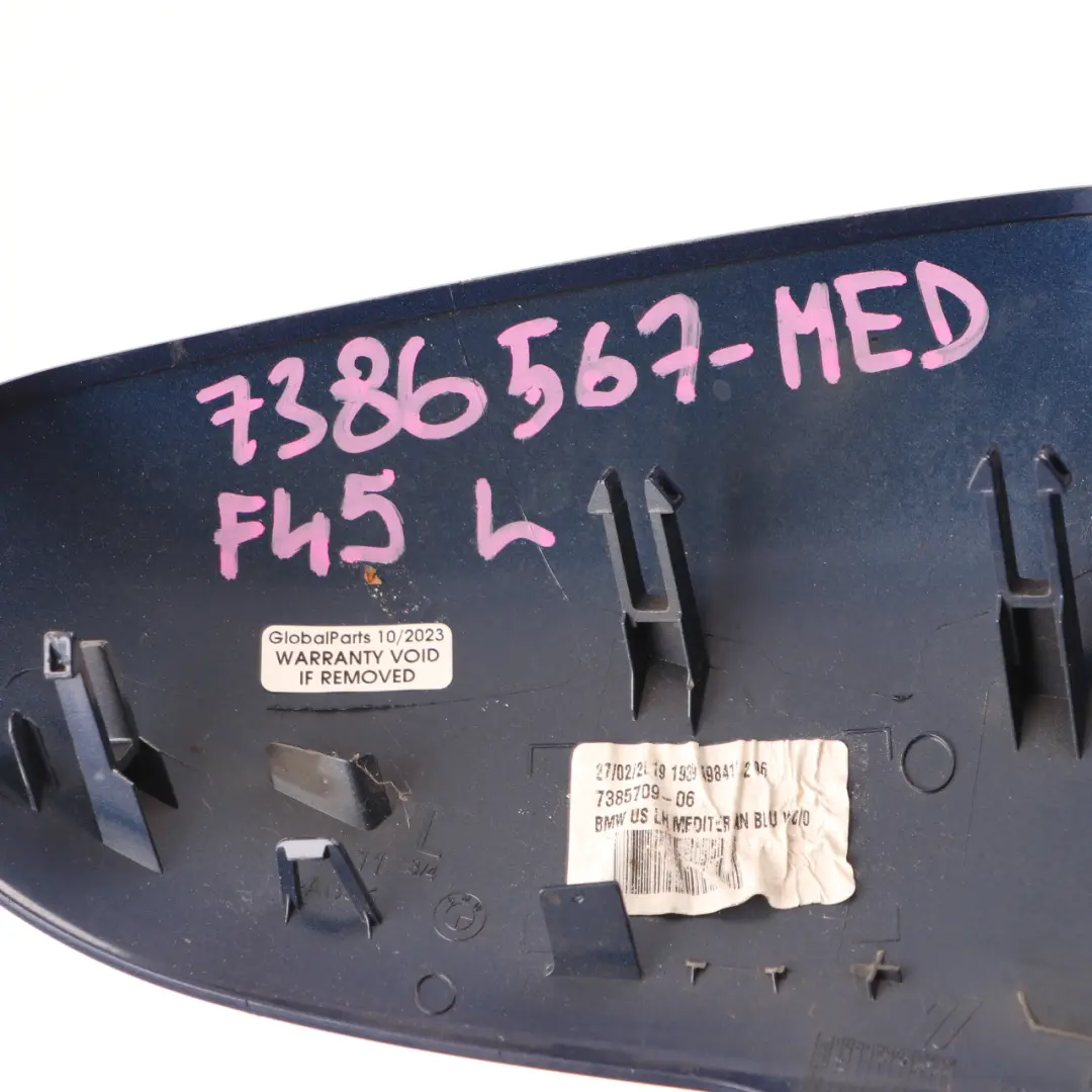 Wing Mirror Cover BMW F45 F46 X1 F48 Cap Casing Left N/S Mediterran Blue - C10 to with Part number 7386567 Wing Mirror Cover BMW F45 F46 X1 F48 Cap Casing Left N/S Mediterran Blue - C10 - SKU 7386567-MED - Part number 7386567