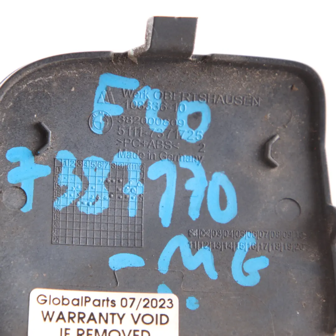 BMW F20 LCI Cache Crochet Remorquage Pare Choc Avant Gris Minéral B39 7371725 - SKU 7387170-MG - Numéro de pièce 7387170