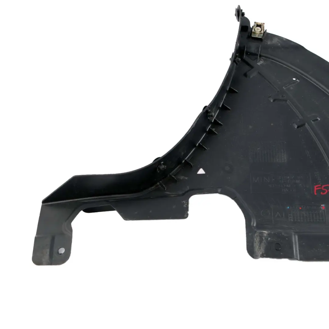 Protector Paso Rueda Delantero Izquierdo Inferior para BMW Mini F57 con número de pieza 7387857 BMW Mini F57 Protector Paso Rueda Delantero Izquierdo Inferior - SKU 7387857 - Número de pieza 7387857