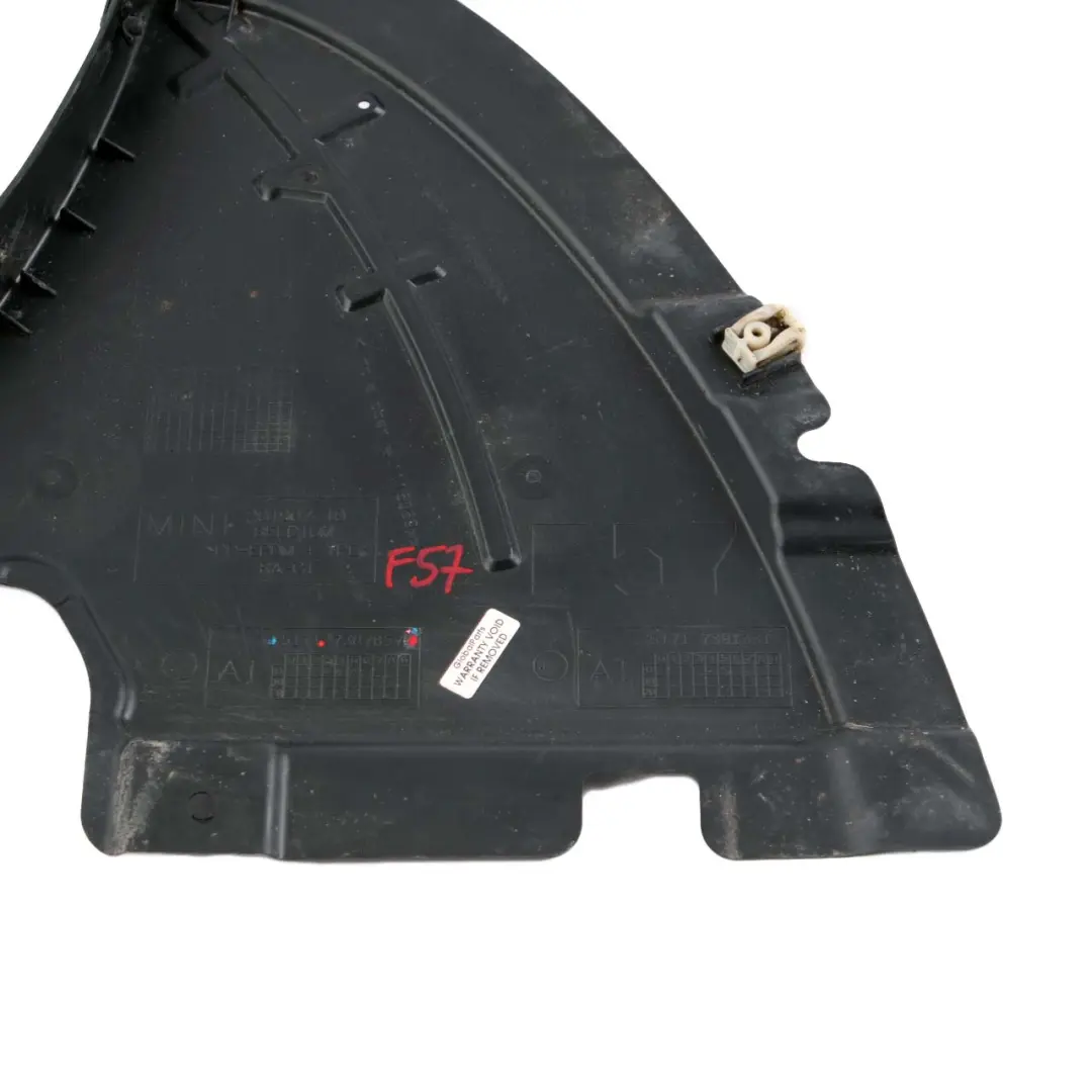Front Wheel Arch Cover Left N/S Lower Panel Splash Shield to Mini F57 with Part number 7387857 Mini F57 Front Wheel Arch Cover Left N/S Lower Panel Splash Shield - SKU 7387857 - Part number 7387857