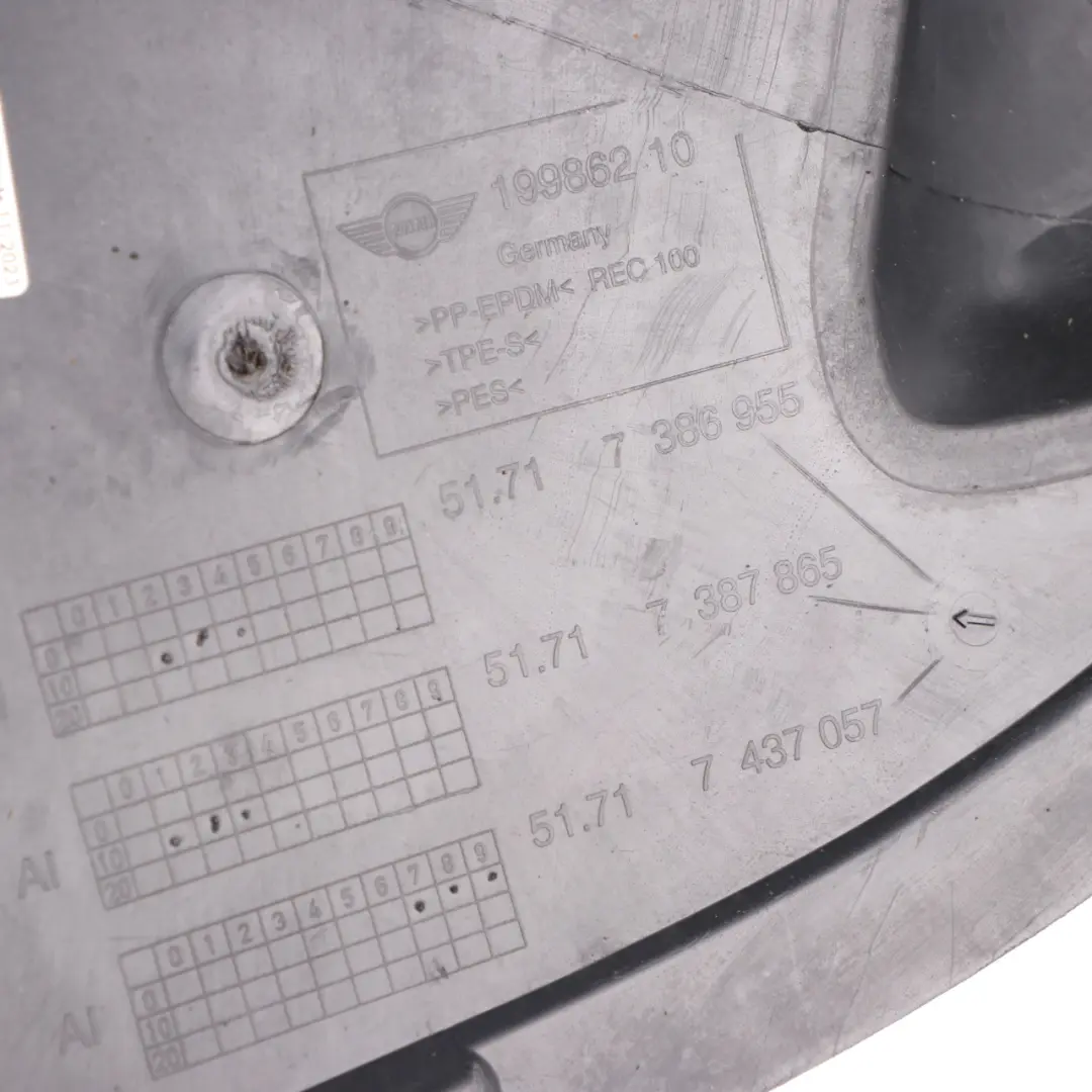 passage de roue avant gauche protection anti-éclaboussures pour Mini Countryman F60 à propos du numéro de pièce 7386955 Mini Countryman F60 passage de roue avant gauche protection anti-éclaboussures - SKU 7387865 - Numéro de pièce 7386955