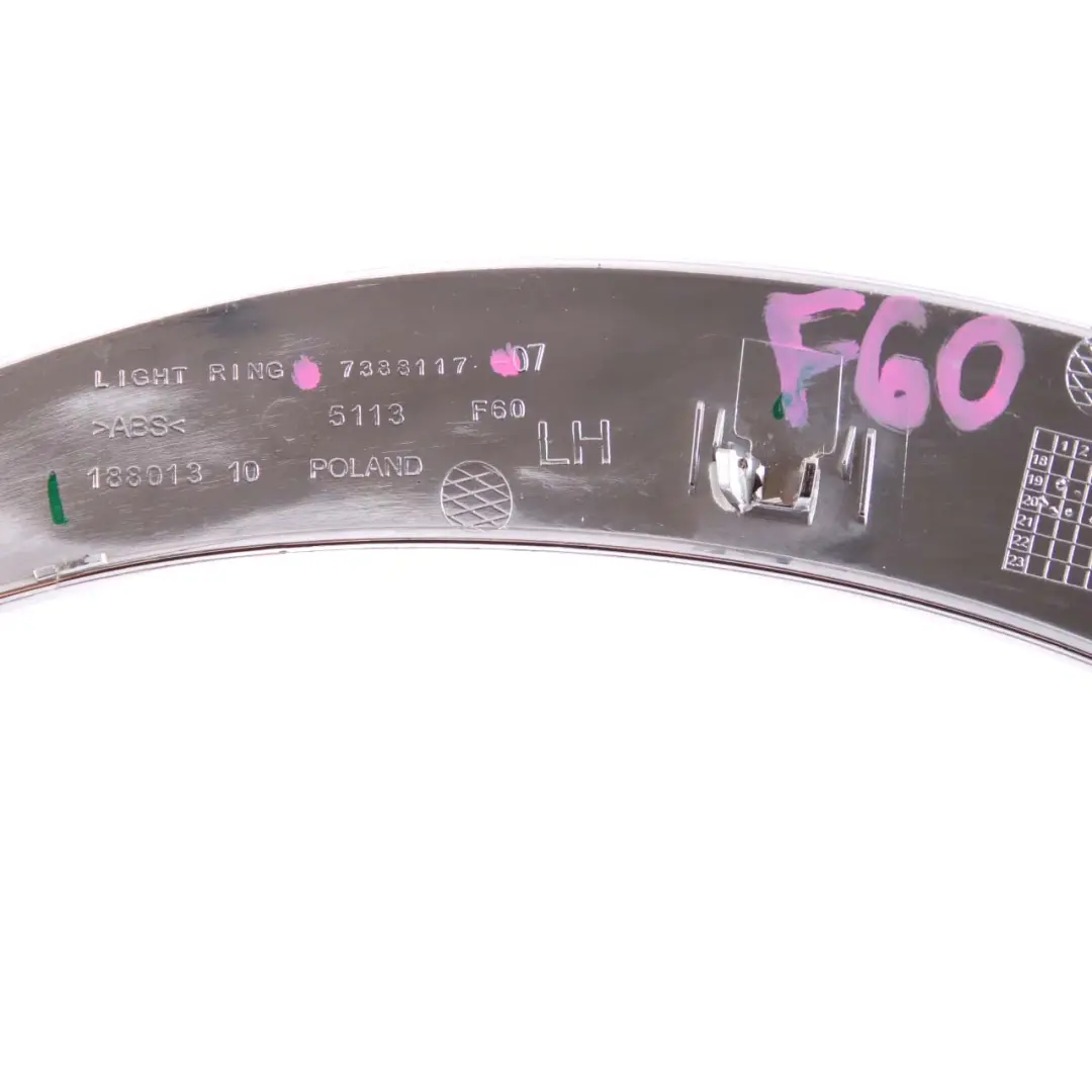 Trim Ring Headlight Chrome Left N/S to Mini Countryman F60 with Part number 7388117 Mini Countryman F60 Trim Ring Headlight Chrome Left N/S - SKU 7388117 - Part number 7388117