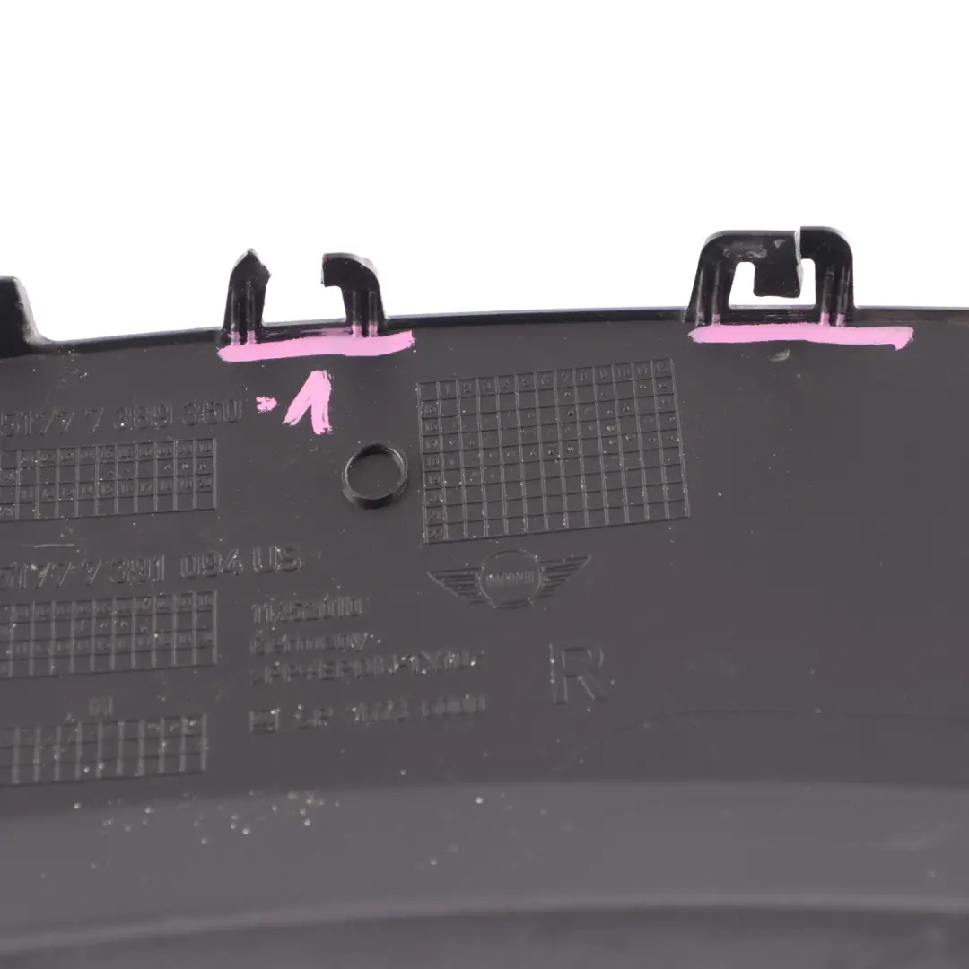 Arch Cover Mini Countryman F60 Panel Rear Right O/S Black to Wheel with Part number 7389360 Wheel Arch Cover Mini Countryman F60 Panel Rear Right O/S Black - SKU 7389360-1 - Part number 7389360