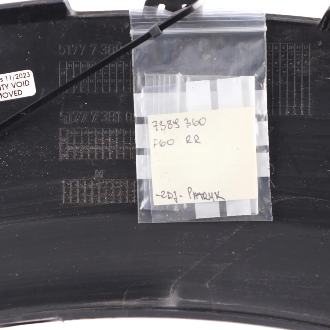 Wheel Arch Cover Mini Countryman F60 Panel Rear Right O/S Black - SKU 7389360 - Part number 7389360