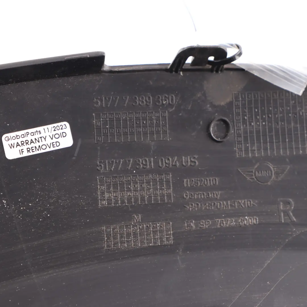 Tapacubos Mini Countryman F60 Panel Trasero Derecho Negro para con número de pieza 7389360 Tapacubos Mini Countryman F60 Panel Trasero Derecho Negro - SKU 7389360 - Número de pieza 7389360