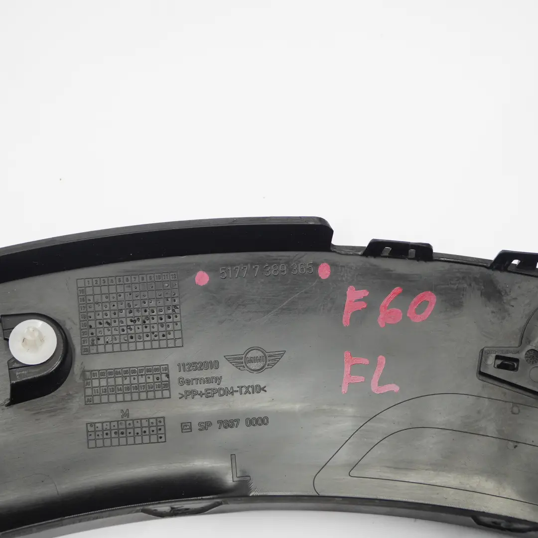 Moulure de passage de roue avant gauche Noir pour Mini Countryman F60 à propos du numéro de pièce 7389365 Mini Countryman F60 Moulure de passage de roue avant gauche Noir - SKU 7389365 - Numéro de pièce 7389365