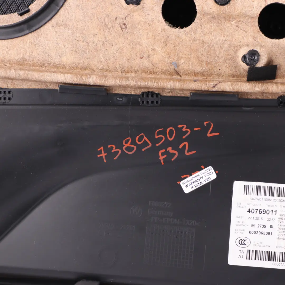 Porta Anteriore Sinistra Fodera Pannello Rivestimento Dakota Nero per BMW F32 F33 con numero di parte 7389503 BMW F32 F33 Porta Anteriore Sinistra Fodera Pannello Rivestimento Dakota Nero - SKU 7389503-2 - Numero di parte 7389503