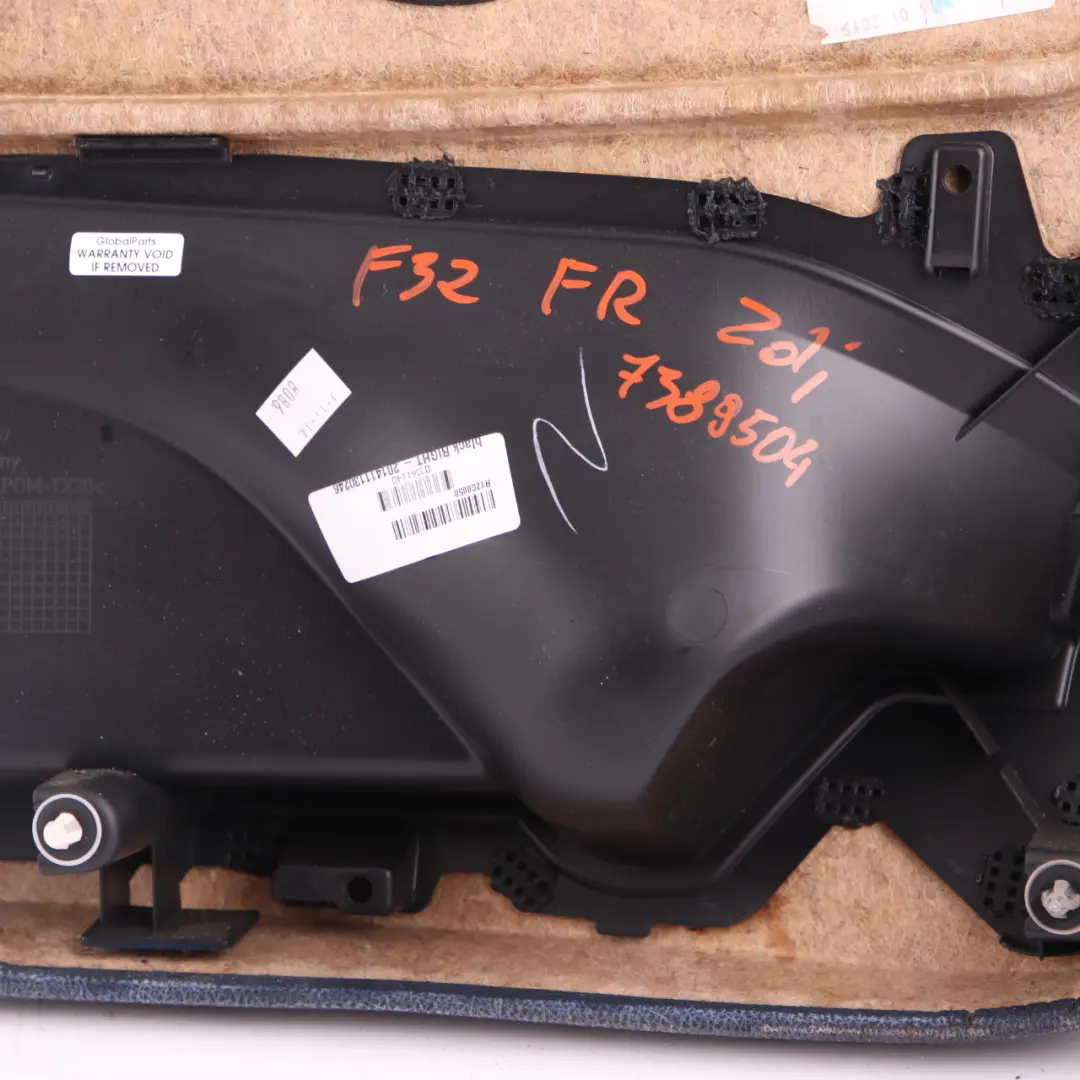 Door Card Front Right O/S Lining Trim Panel Leather Dakota Black to BMW F32 F33 with Part number 7389504 BMW F32 F33 Door Card Front Right O/S Lining Trim Panel Leather Dakota Black - SKU 7389504 - Part number 7389504
