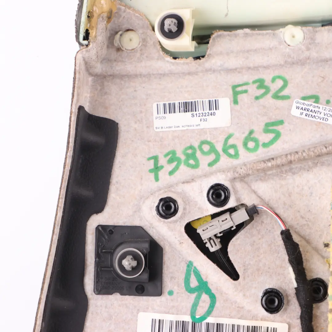 Lateral Trim Panel Rear Left N/S Side Lining Cover Leather Dakota Black to BMW F32 with Part number 7389665 BMW F32 Lateral Trim Panel Rear Left N/S Side Lining Cover Leather Dakota Black - SKU 7389665 - Part number 7389665