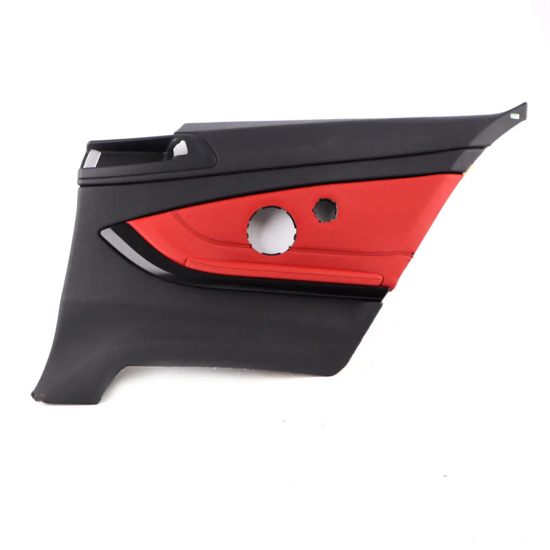 Lateral Trim Panel Rear Right O/S Side Cover HiFi Leather Black Red to BMW F32 with Part number 7389760 BMW F32 Lateral Trim Panel Rear Right O/S Side Cover HiFi Leather Black Red - SKU 7389760 - Part number 7389760