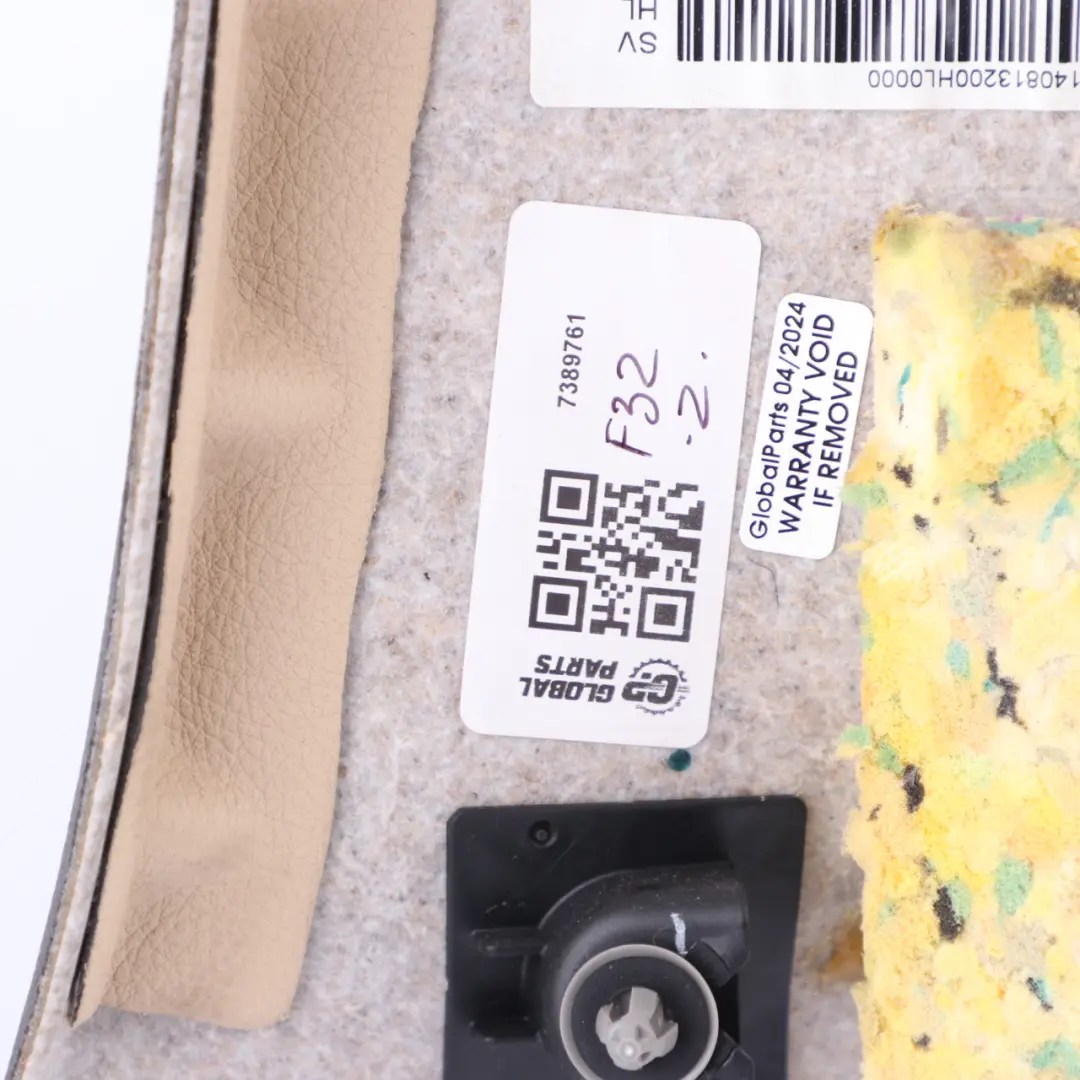 Lateral Trim Panel Rear Left N/S Side Cover HiFi Leather Dakota Oyster to BMW F32 with Part number 7389761 BMW F32 Lateral Trim Panel Rear Left N/S Side Cover HiFi Leather Dakota Oyster - SKU 7389761 - Part number 7389761