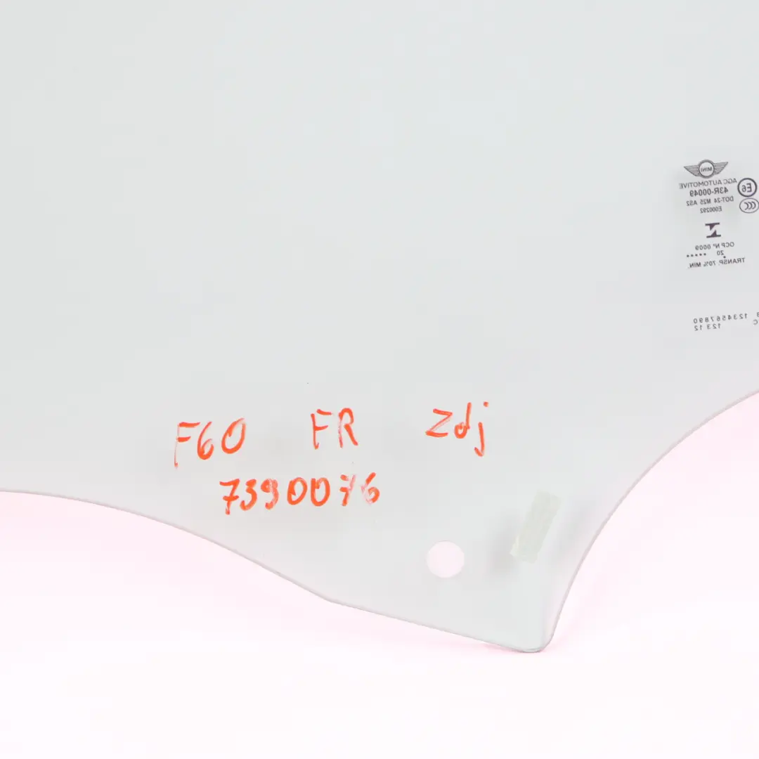 Window Glass Mini Countryman F60 Door Front Right Side AS2 to with Part number 7390076 Window Glass Mini Countryman F60 Door Front Right Side AS2 - SKU 7390076 - Part number 7390076
