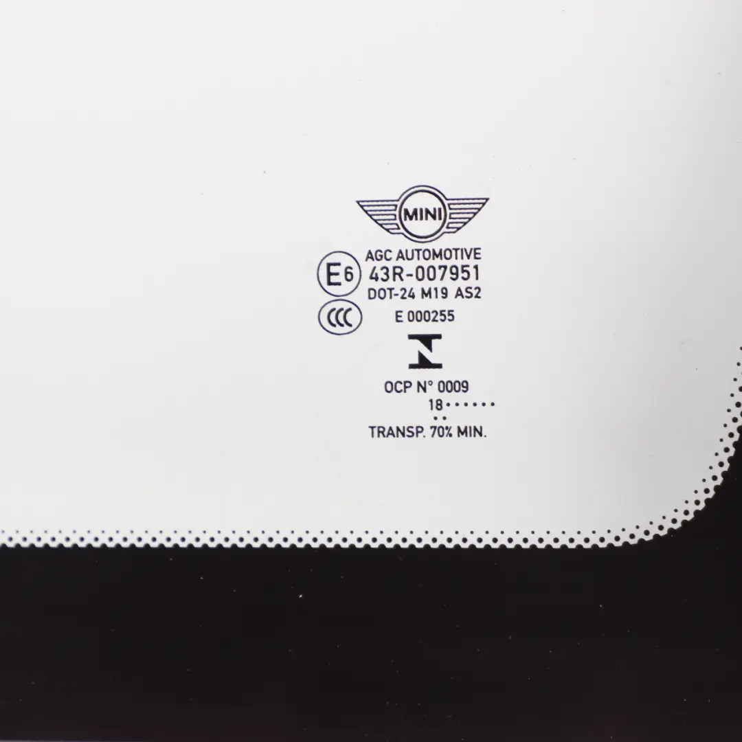 Side Window Quarter Glass Rear Right O/S Glazing AS2 to Mini Countryman F60 with Part number 7390238 Mini Countryman F60 Side Window Quarter Glass Rear Right O/S Glazing AS2 - SKU 7390238-1 - Part number 7390238