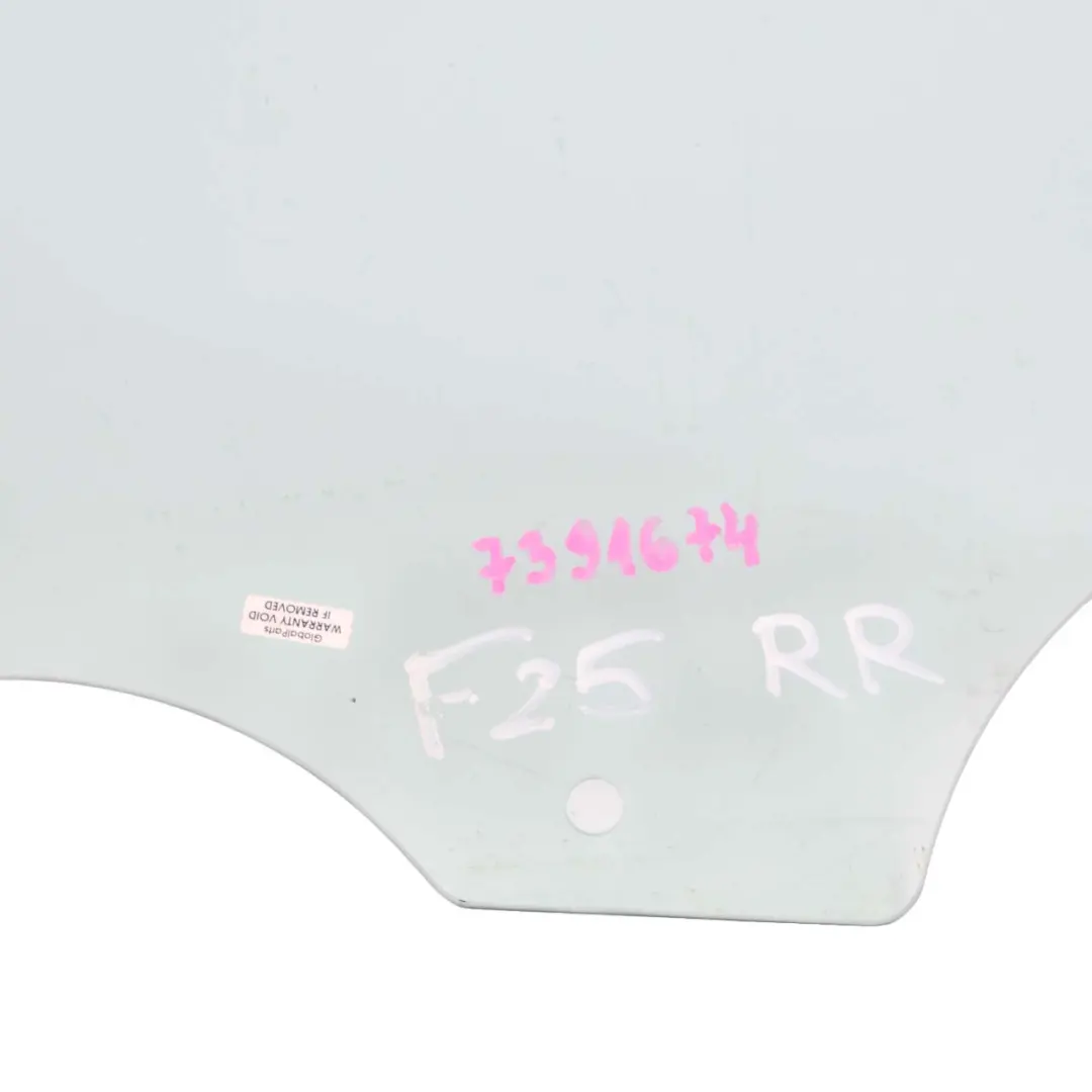 Ventana Lateral Verde Puerta Trasera Derecha AS2 para BMW X3 F25 con número de pieza 7391674 BMW X3 F25 Ventana Lateral Verde Puerta Trasera Derecha AS2 - SKU 7391674 - Número de pieza 7391674