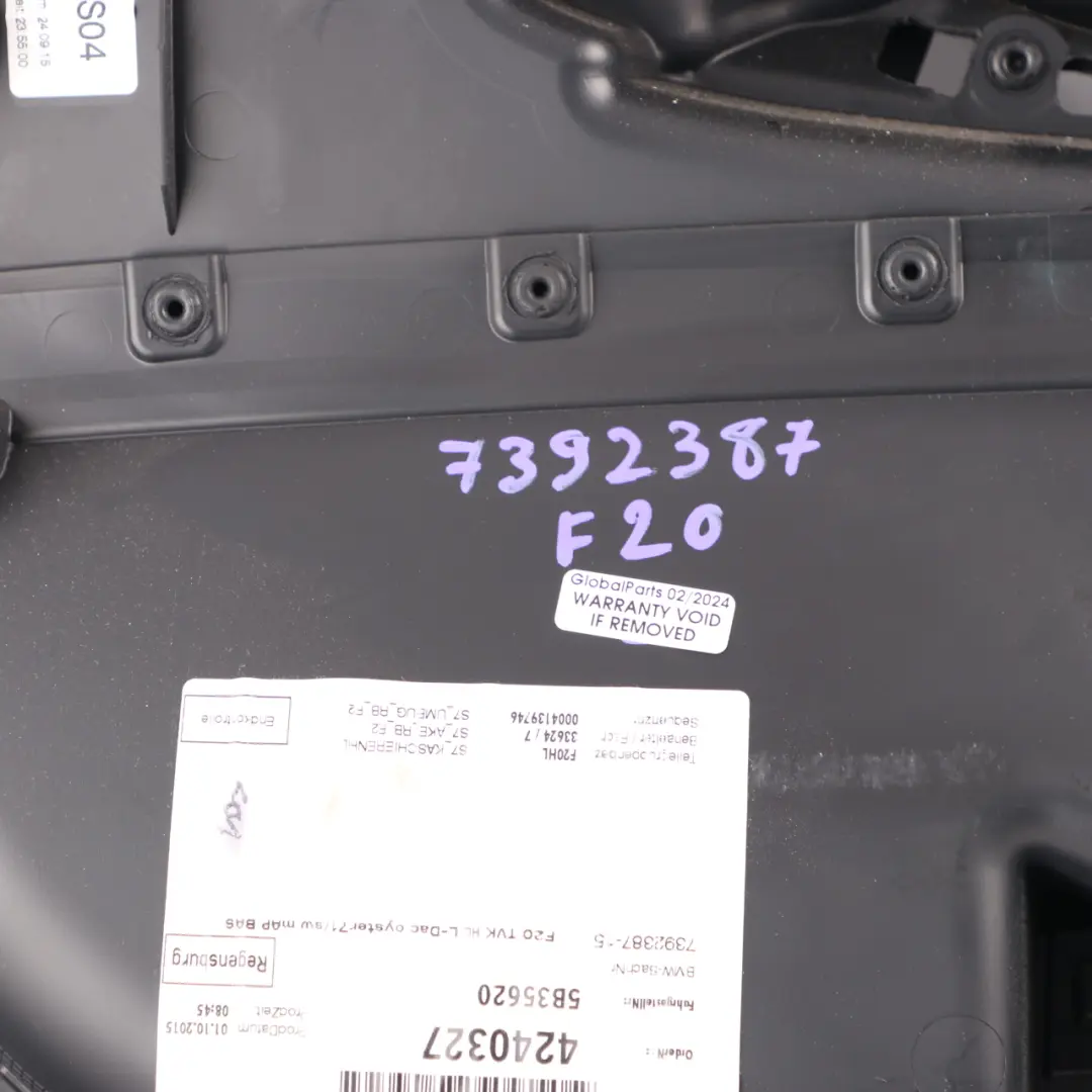 Door Card Rear Left N/S Door Lining Trim Panel Leather Dakota Oyster to BMW F20 with Part number 7392387 BMW F20 Door Card Rear Left N/S Door Lining Trim Panel Leather Dakota Oyster - SKU 7392387 - Part number 7392387