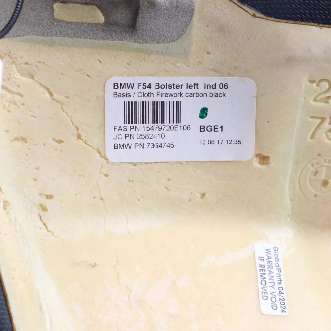 Side Finisher Bench Left N/S Cloth Firework to Mini Clubman F54 Rear Seat Cover with Part number 7392957 Mini Clubman F54 Rear Seat Cover Side Finisher Bench Left N/S Cloth Firework - SKU 7392957 - Part number 7392957