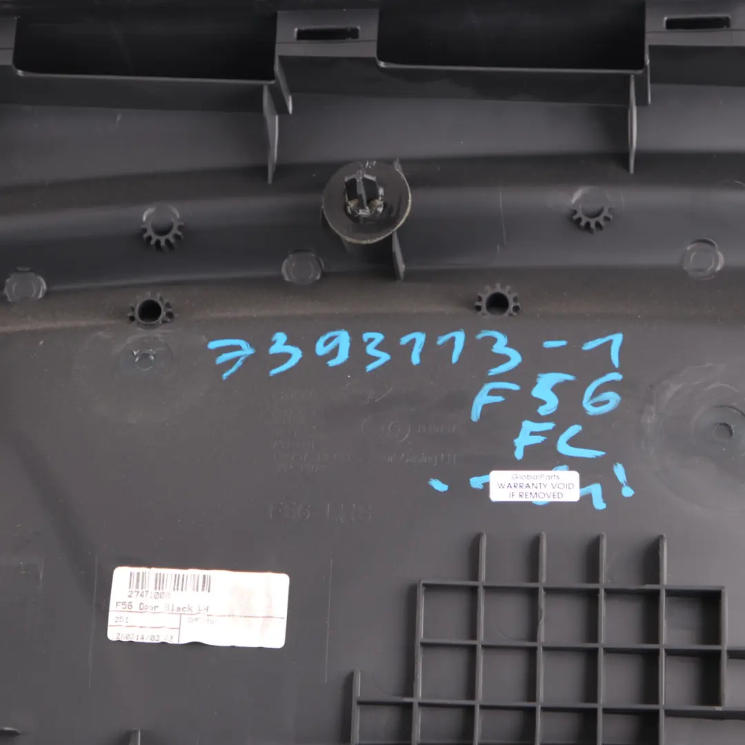 Mini F56 F57 Door Card Front Left N/S Trim Panel Basic Carbon Black - SKU 7393113-1 - Part number 7393113