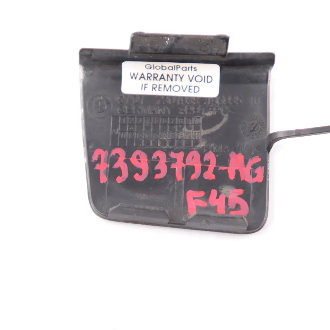 Bumper Flap BMW F45 Cover Towing Eye Mineralgrau Grey Metallic B39 7301933 to Rear with Part number 7393792 Rear Bumper Flap BMW F45 Cover Towing Eye Mineralgrau Grey Metallic B39 7301933 - SKU 7393792-MG - Part number 7393792