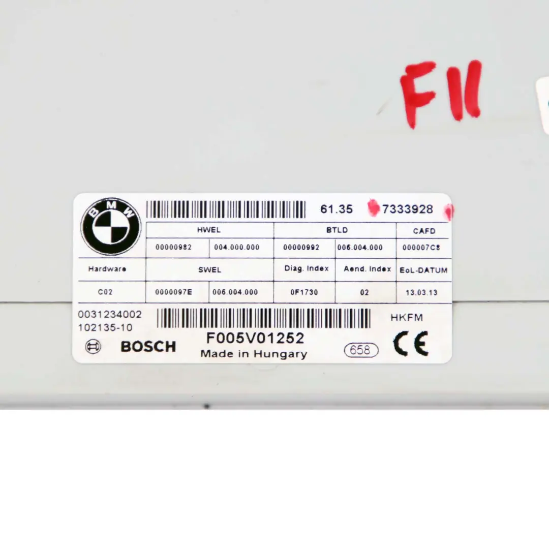 BMW 5 F11 Touring Rear Boot Trunk Lid Tailgate Control Unit Module ECU 7333928 - SKU 7394651 - Part number 7412610